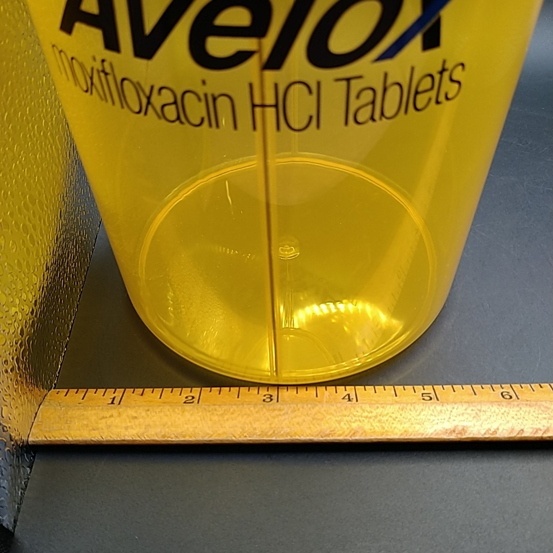 Medicine Advertisement Multi-purpose Vanity Canister 9″X6″ Yellow Plastic Vtg