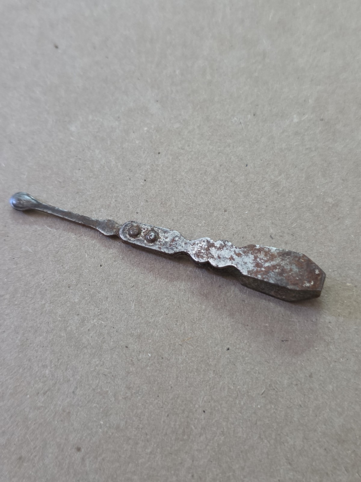 Antique mini tweezers and Ear Scoop End Pharmacy Pharmaceutical / Grooming Tool