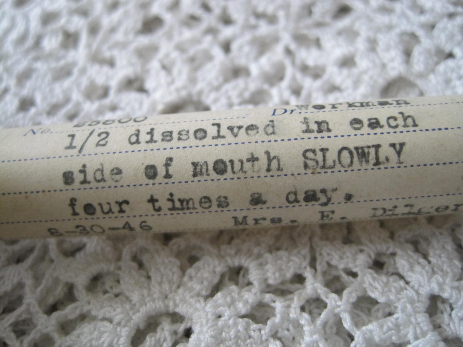Ullery & Drinkwater Druggists Denver CO Glass Tube Medicine Cork 1946 Vintage