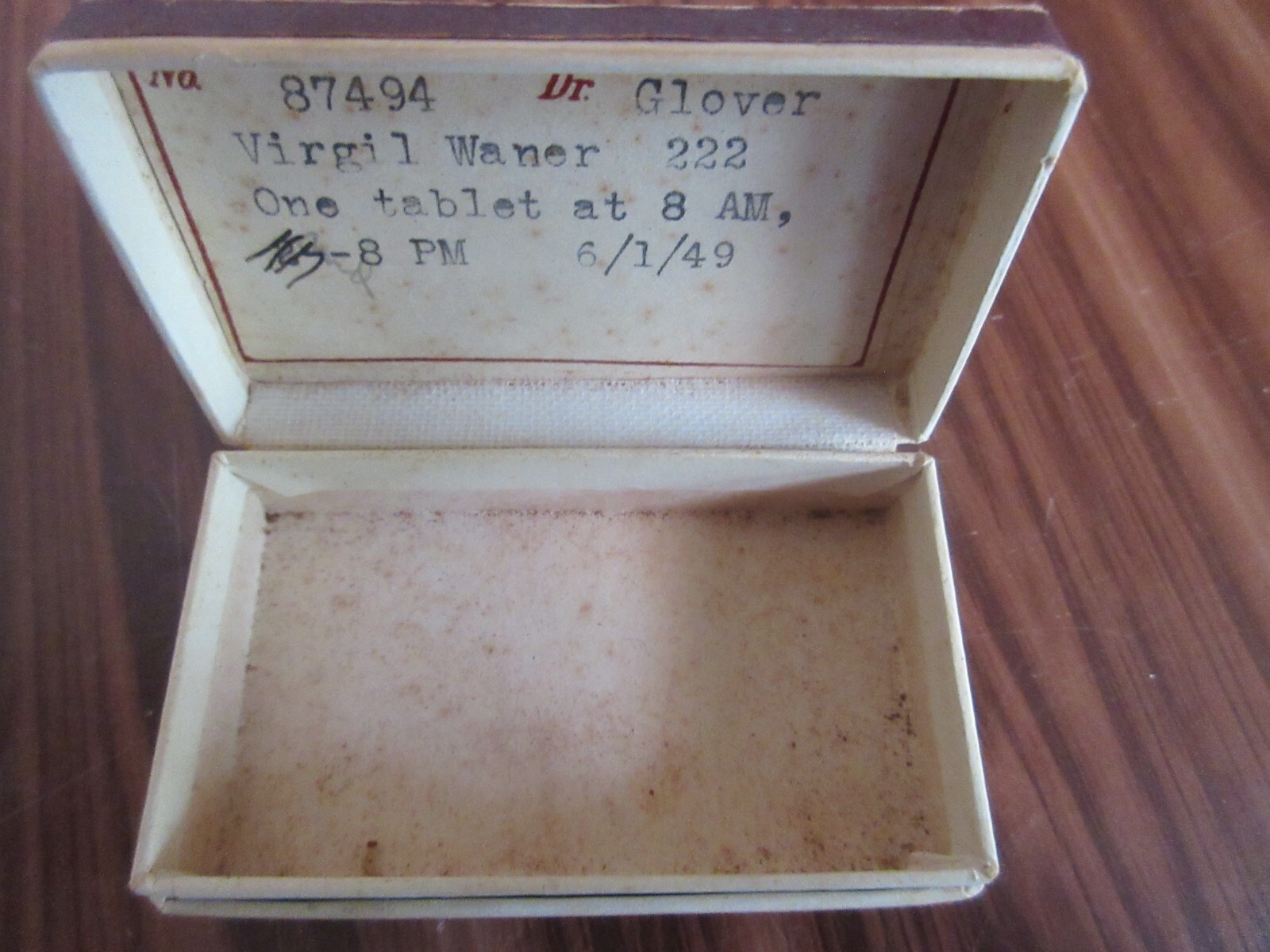 1949 Vtg Axtell Clinic Newton Kansas KS Pill Box Dr Glover Pharmacy Prescription