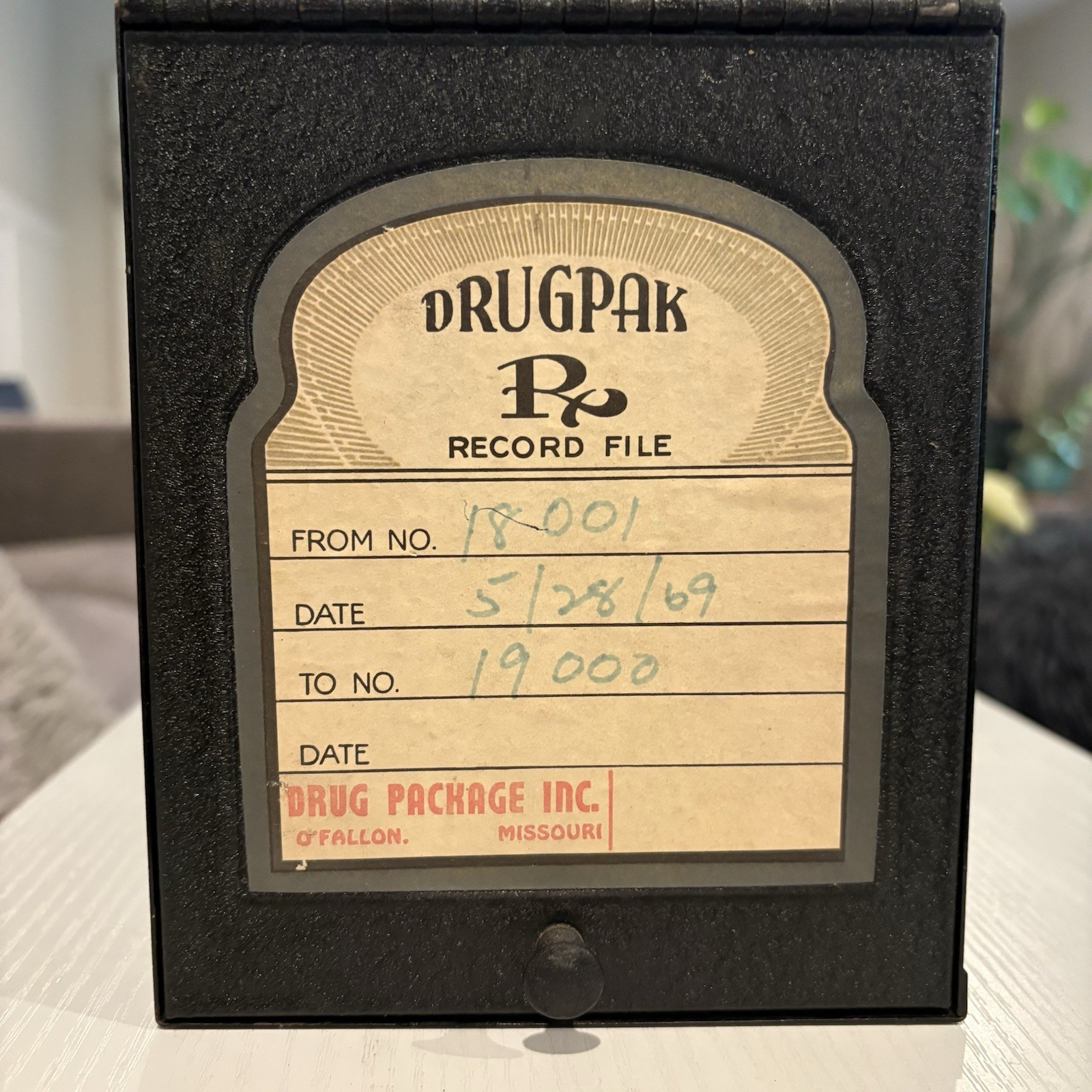 Vintage Drugpak RECORD FILE metal apothecary Pharmacy Drug Box 1969 Antique