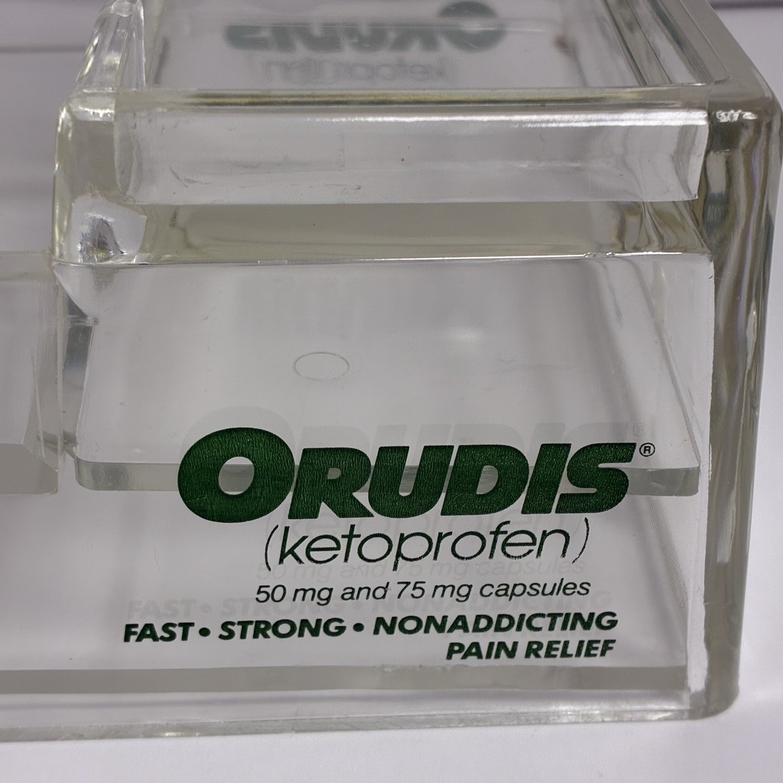 Pharmaceutical Promotional Clear Acrylic Desk Organizer-Orudis-7”3 Compartments