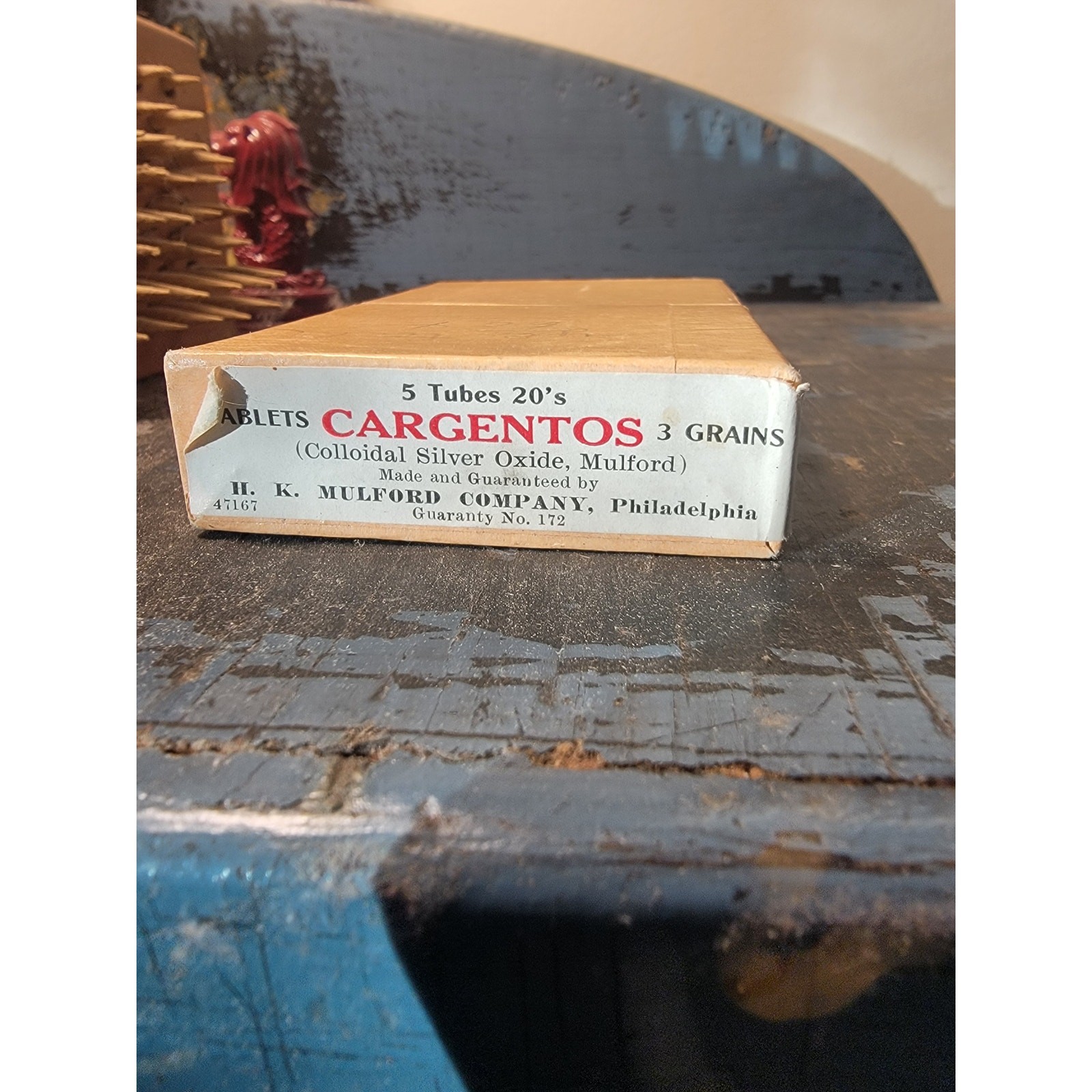 Vintage CARGENTOS Box 3 vials 20 tablets HK Mulford Silver Nitrate