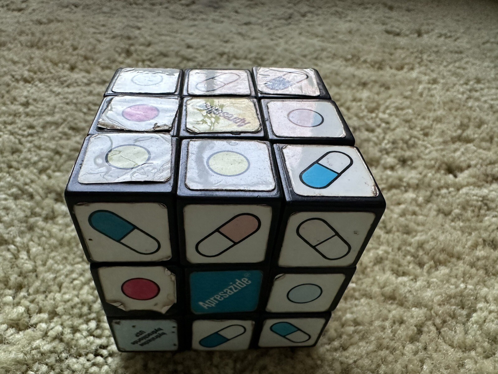 Vintage Pharmaceutical Drug Rep Rubik Cube Ad For Apresazide, Ciba, Etc, Used