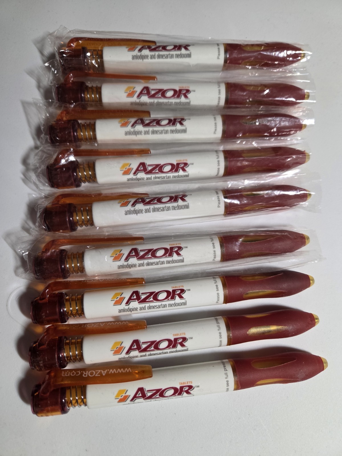 Lot of 9 ~ AZOR Drug Rep Pen Promo Advertising Collectible Pharma Medical Office
