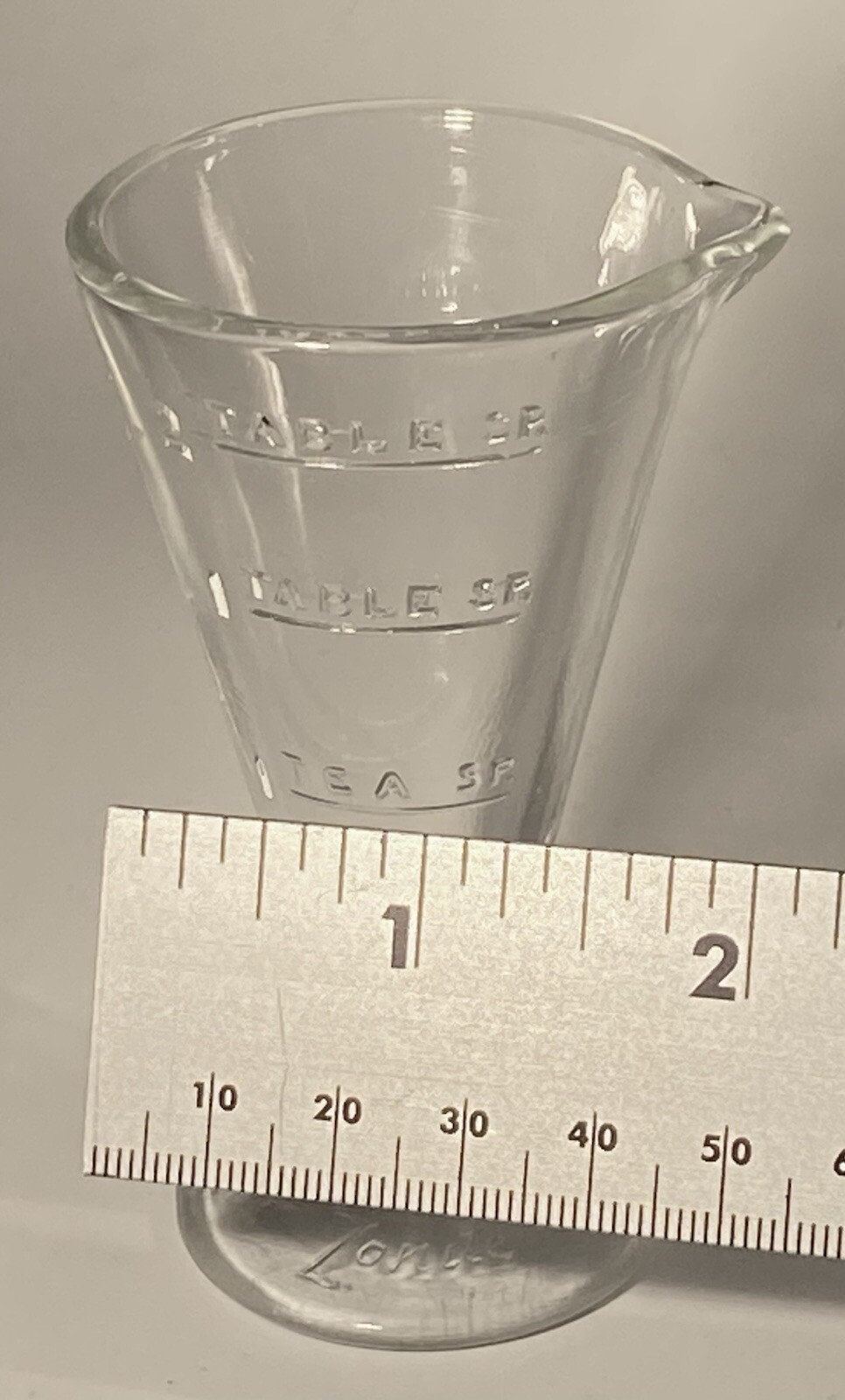 Zonite 2 Tablespoon Glass Apothecary Measuring Cup/Beaker w/ Spout & Base