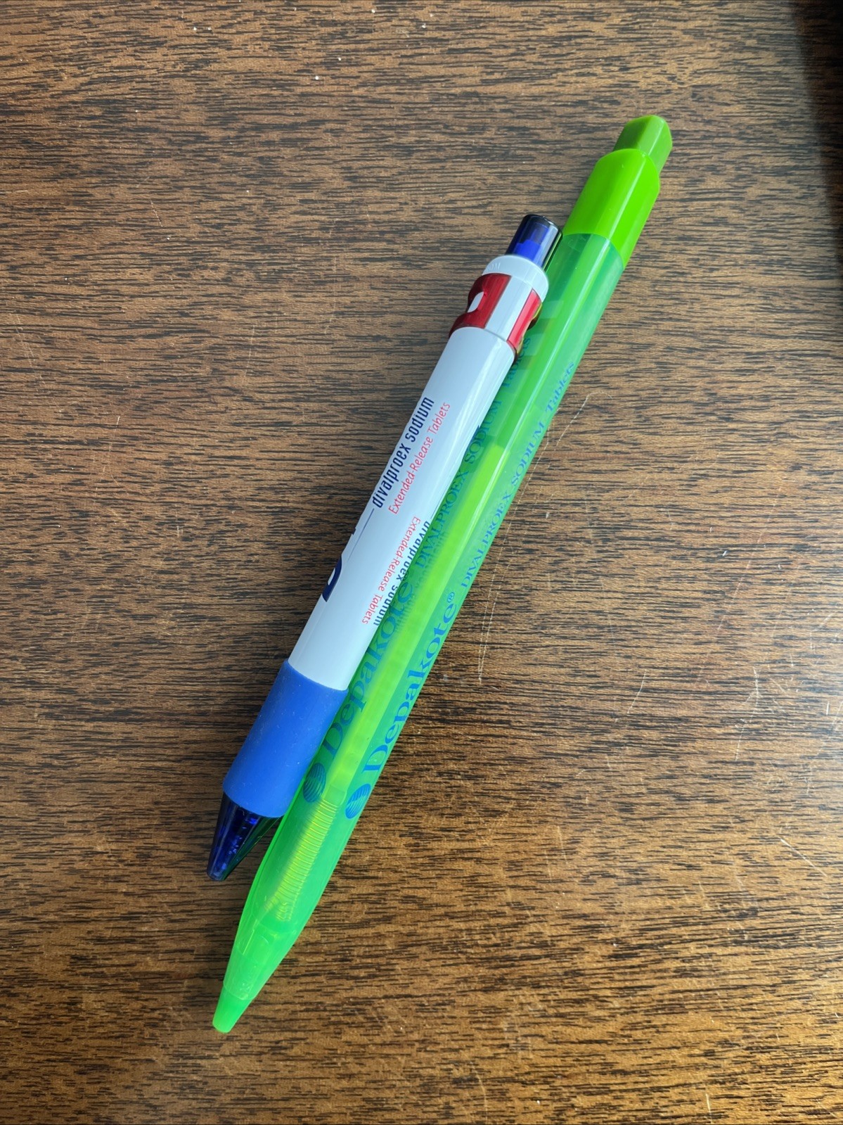 DEPAKOTE Pair of 2 Medical Drug Rep Pharmaceutical Pen Used Blue Sample AbbVie