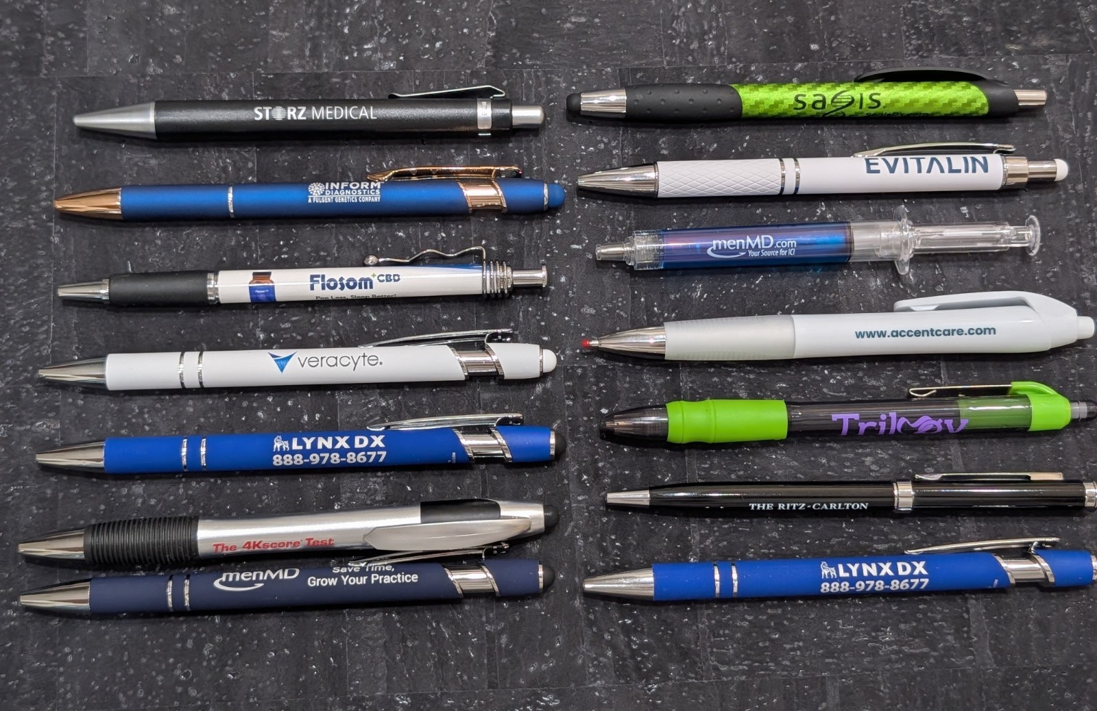 Lot of 14 Drug Rep Medical Industry Pens, Good Condition