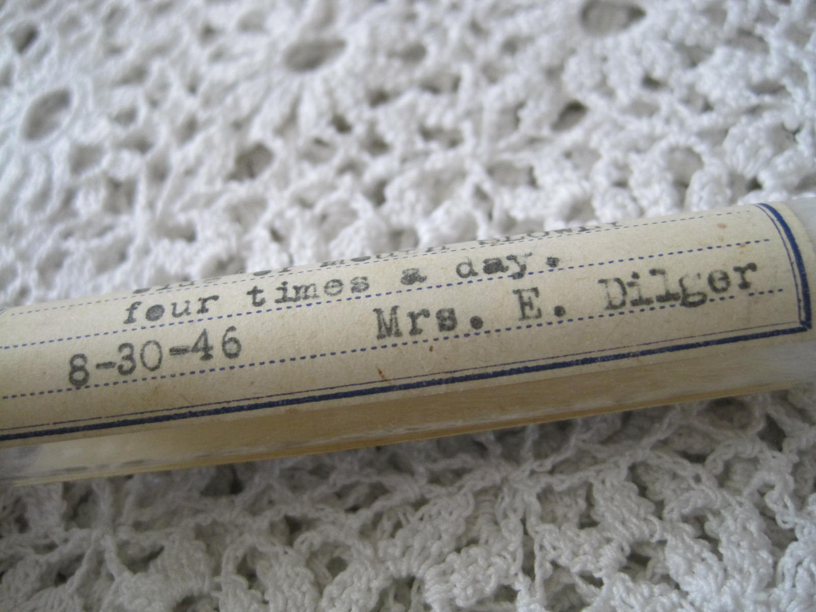 Ullery & Drinkwater Druggists Denver CO Glass Tube Medicine Cork 1946 Vintage