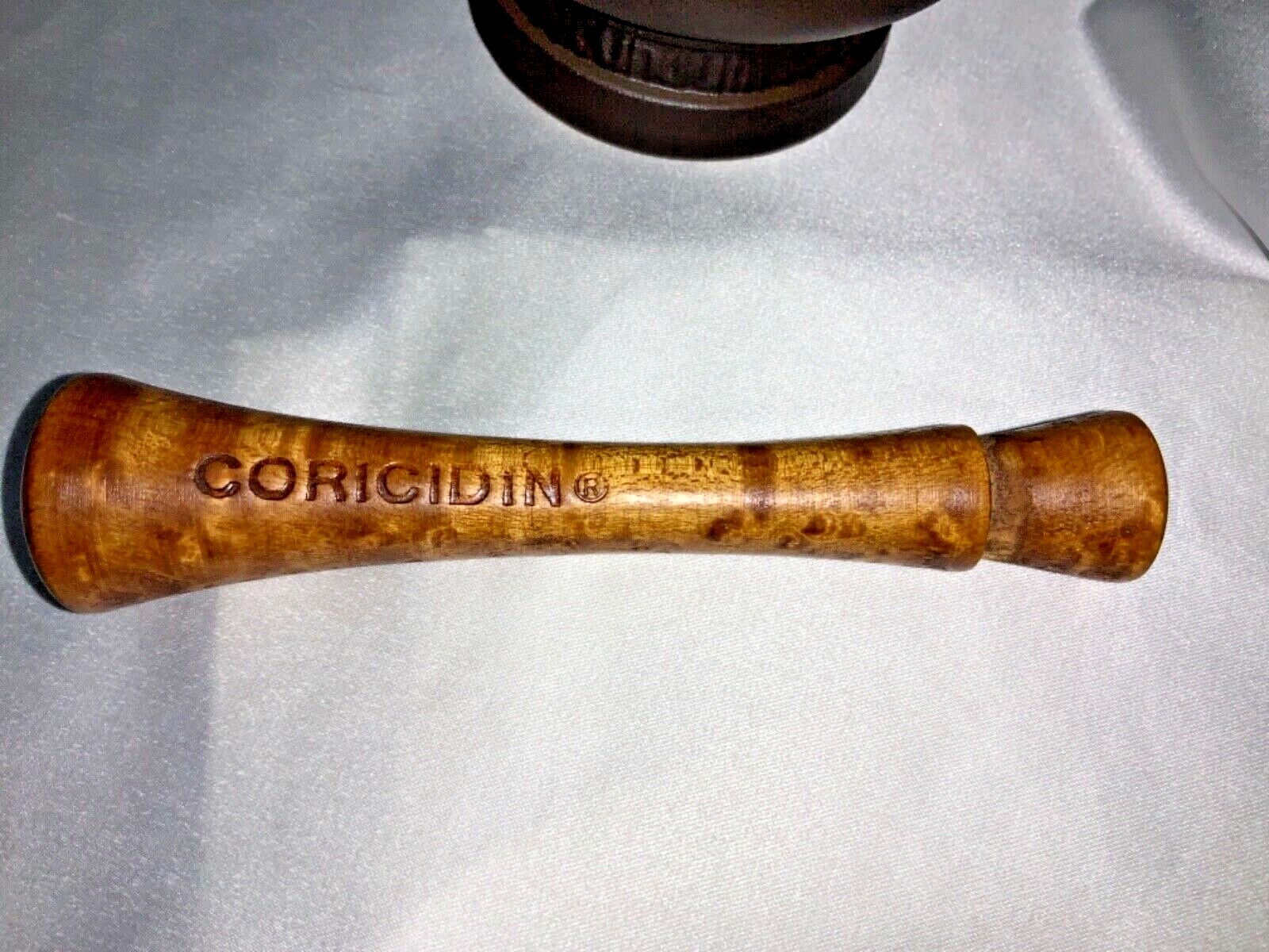 COSMAS & DAMIAN Pharmacy Motar & Pestle Porcelain RX wood Pestle CORICIDIN