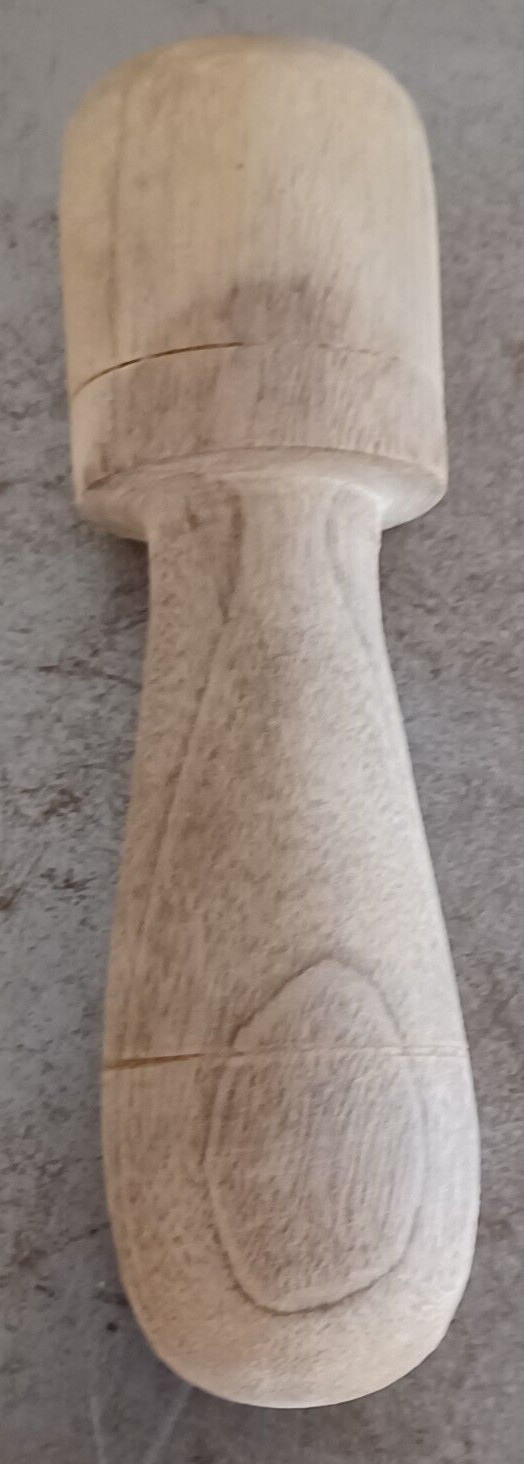 Hand Carved Wood Footed Mortar And Pestle Apothecary Grinder 4.5″ Tall Vintage