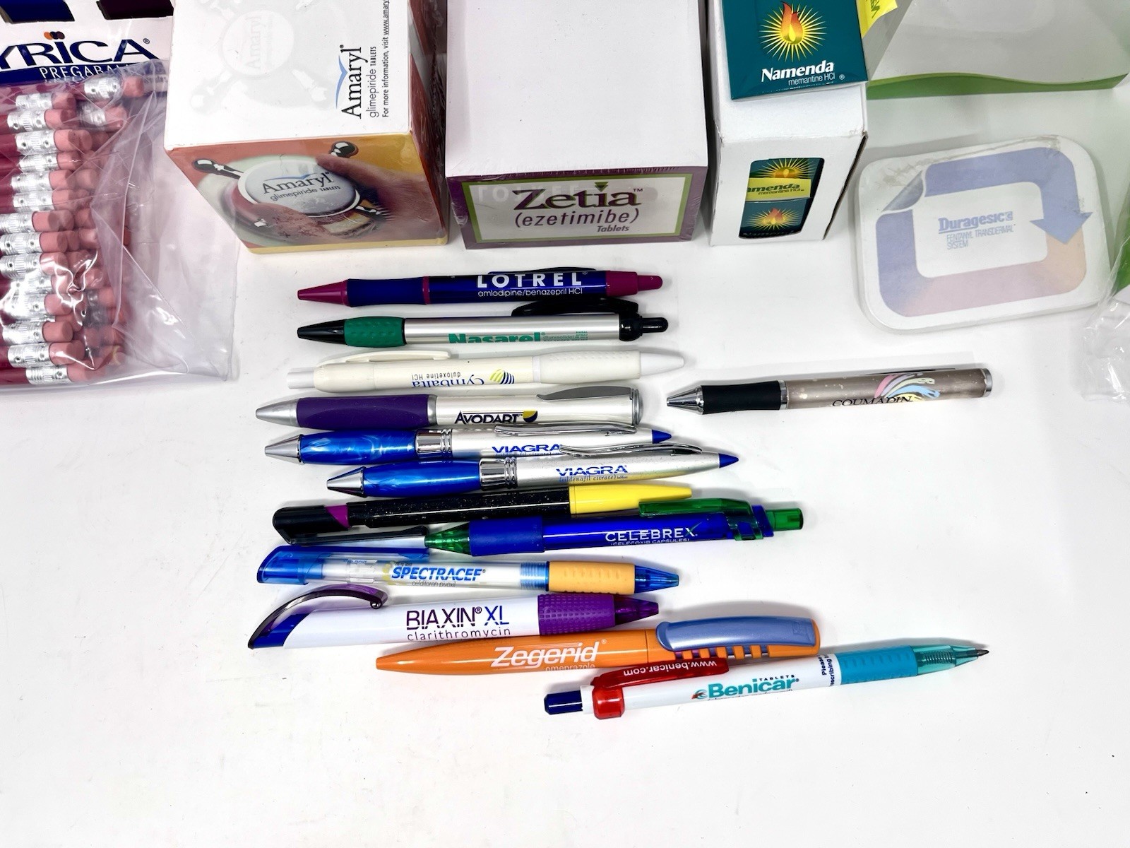 Lot Drug Rep Pharmaceutical Promo Advertising Pens Clip Board Note Pad Tabs