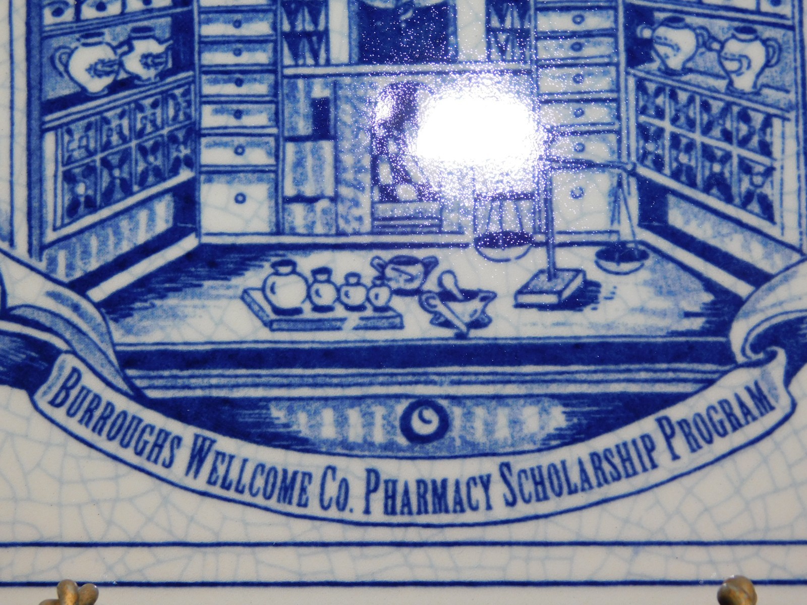 Delft Porcelain Pill Tile Burroughs Wellcome 20th Anniv. Pharmacy Apothecary