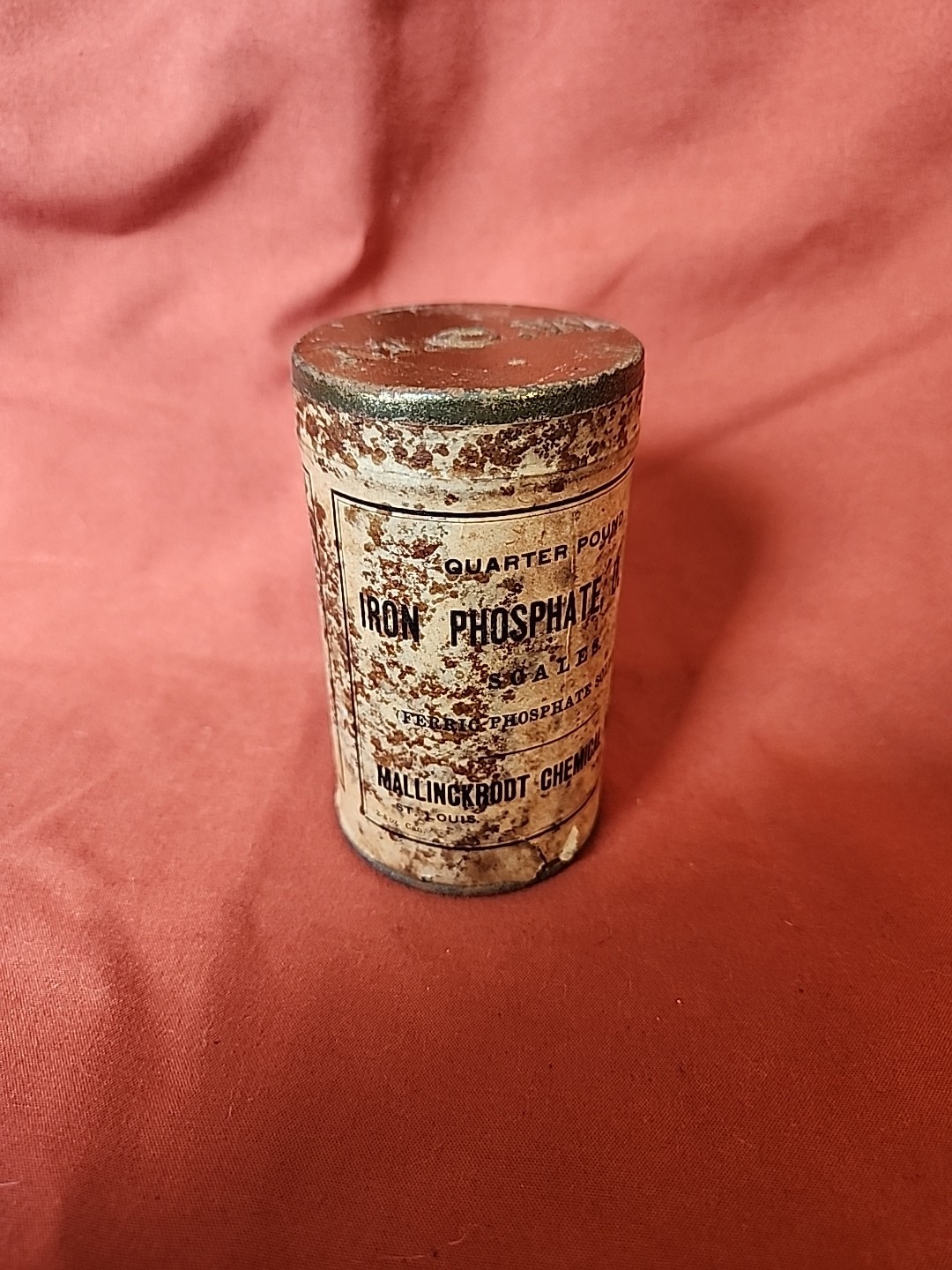 Mallinckrodt Chemical Works Iron Phosphate Scales Vintage Pharmaceutical Tin