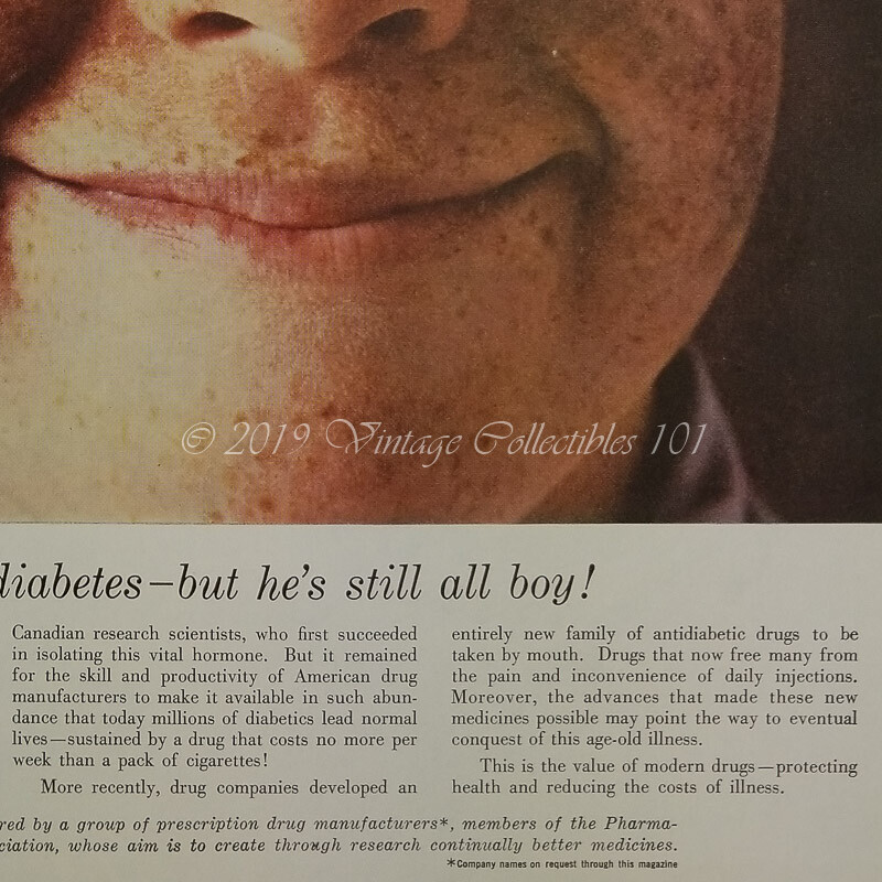 1962 Pharmaceutical Science Insulin Diabetes Research photo art decor vintage ad