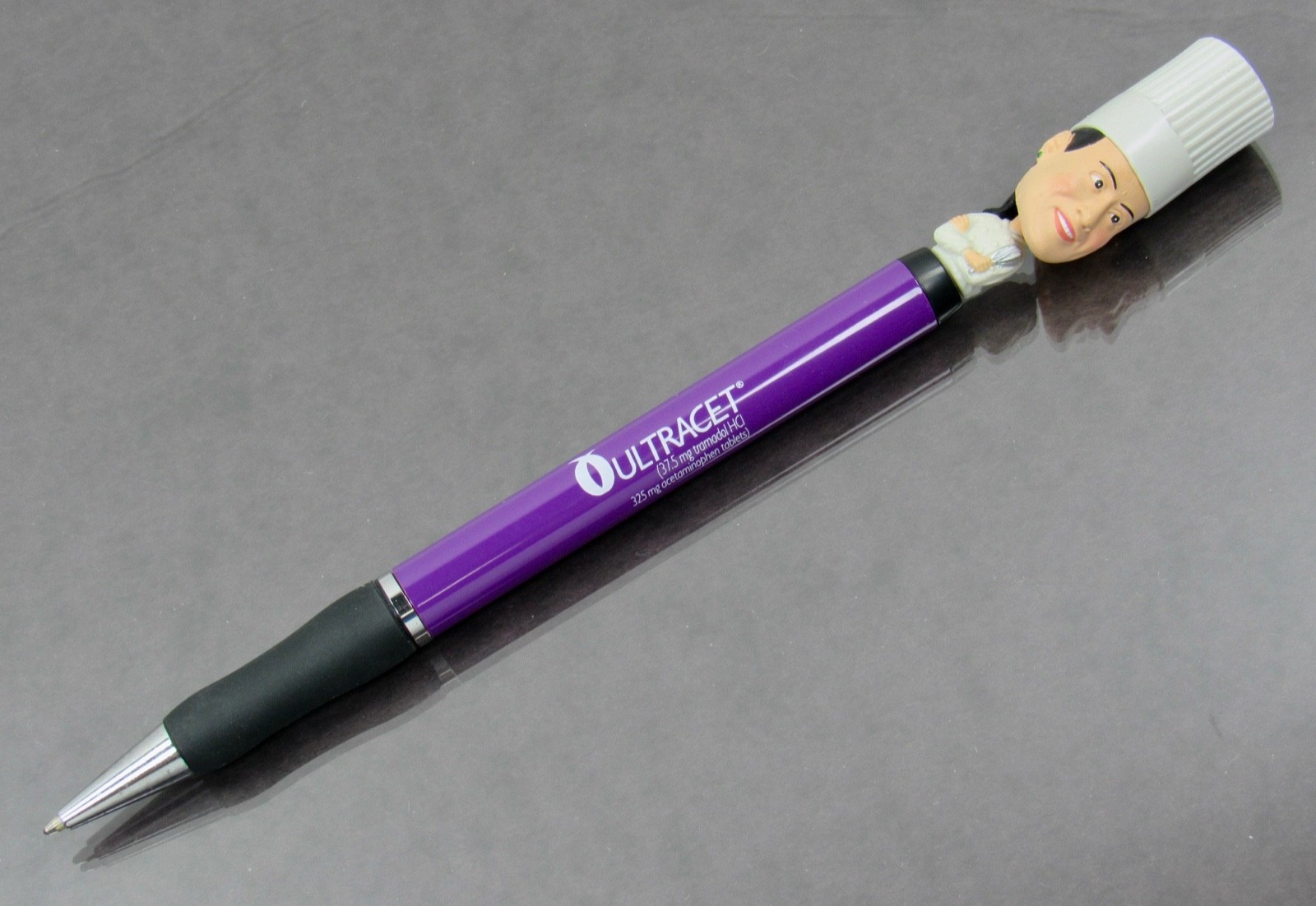 Ultracet Metal Twist PEN Drug Rep Pharmaceutical Promo Unique Chef Head Topper