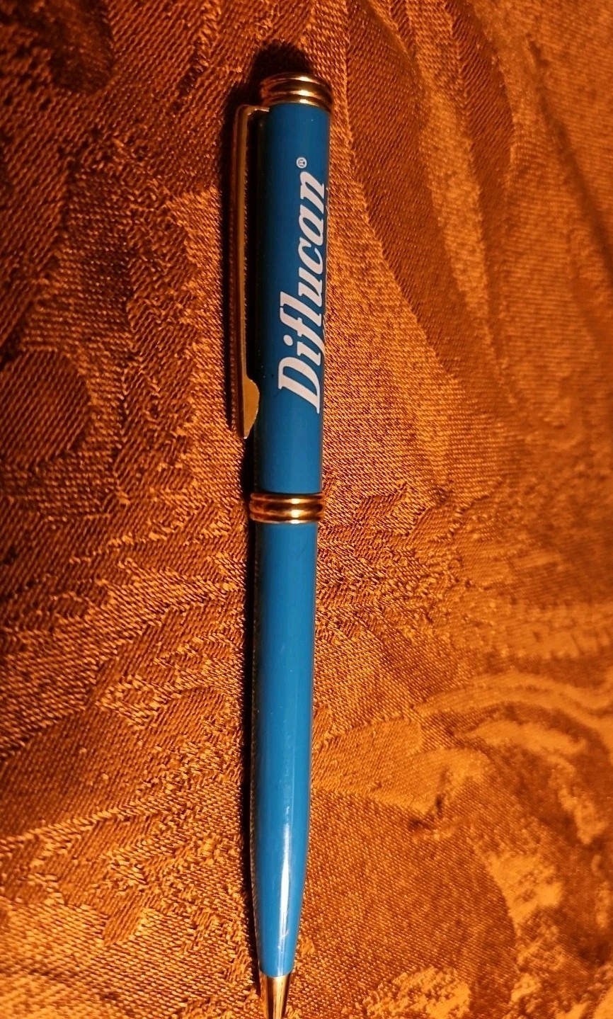 Diflucan Pfizer Drug Promotional Pen Teal Blue Click Writes