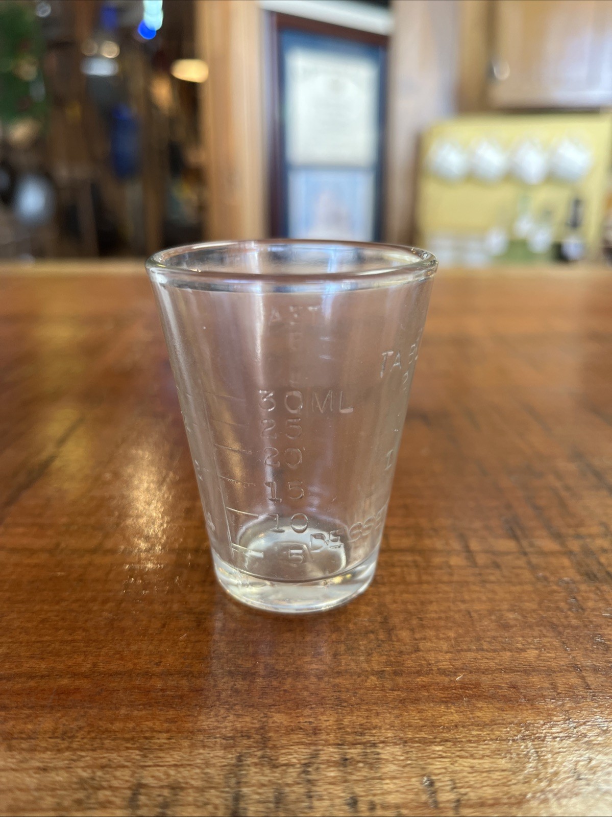 Vintage Clear Glass Apothecary/Pharmacy 30 ML Measuring Cup ‘M’ On Bottom