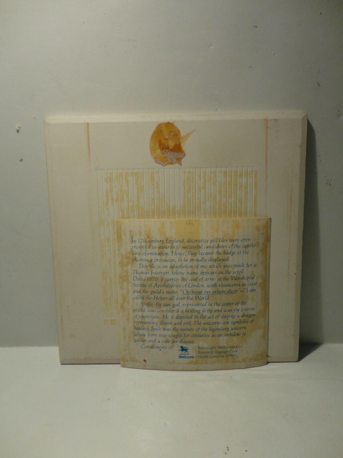 BURROUGH Pharmaceutical English Pill Tile Pharmacy Apothecary Set Delft 10 of 12