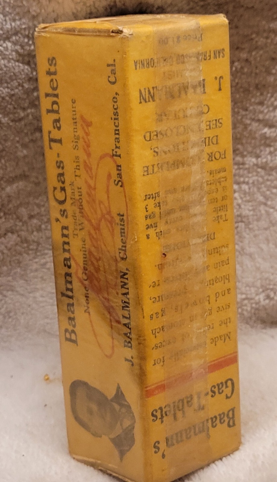 VINTAGE BAALMANN’S GAS TABLETS UNOPENED NICE GRAPHICS ON BOX