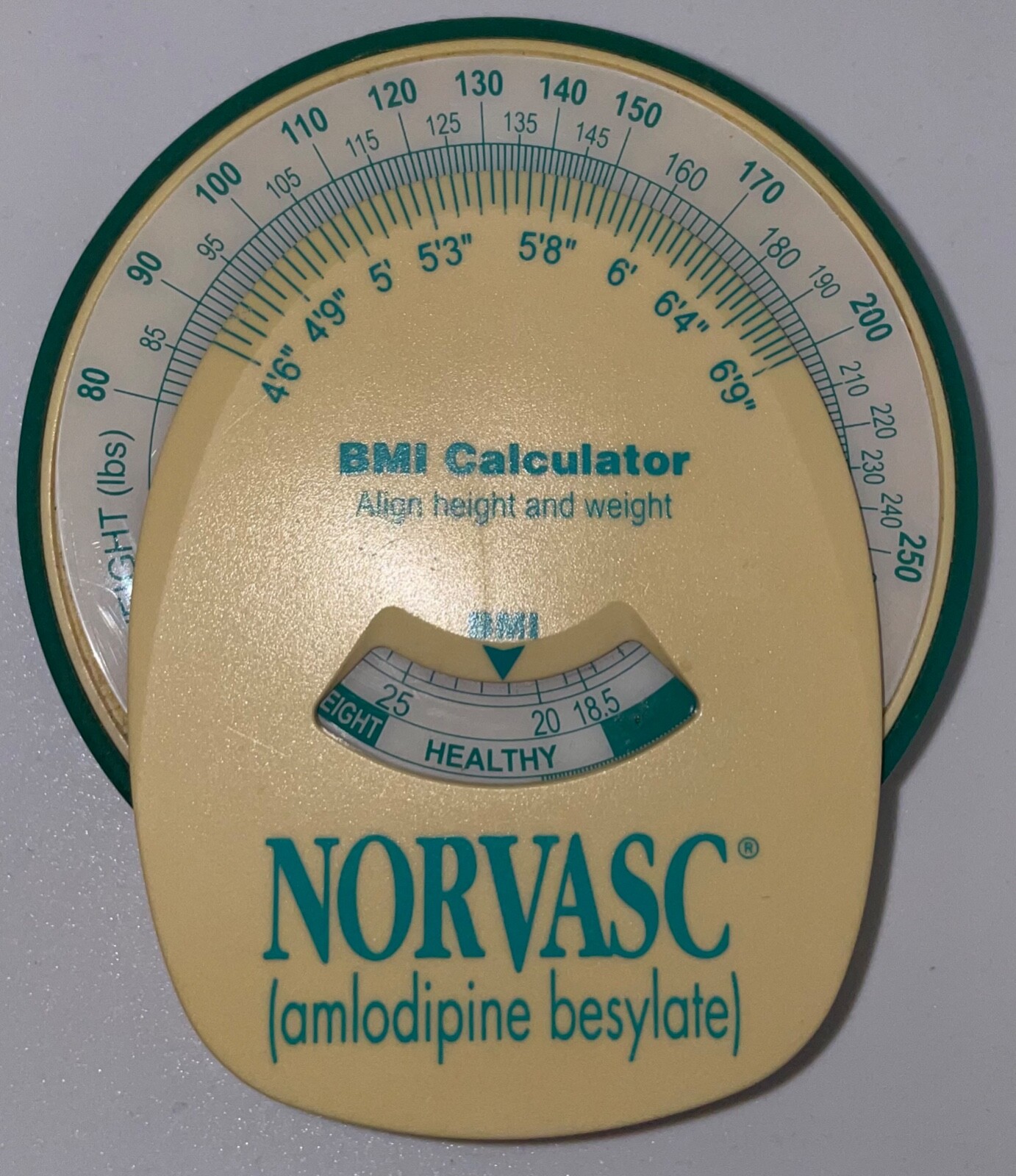 NORVASC FRIDGE MAGNET BMI CALCULATOR ADVERTISING HEALTH METER ADSTRACTS RALEIGH