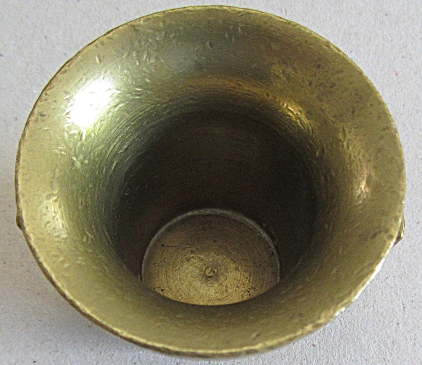 VINTAGE SMALL BRASS MORTAR WITH HANDLES~2 1/8” TALL~VERY GOOD