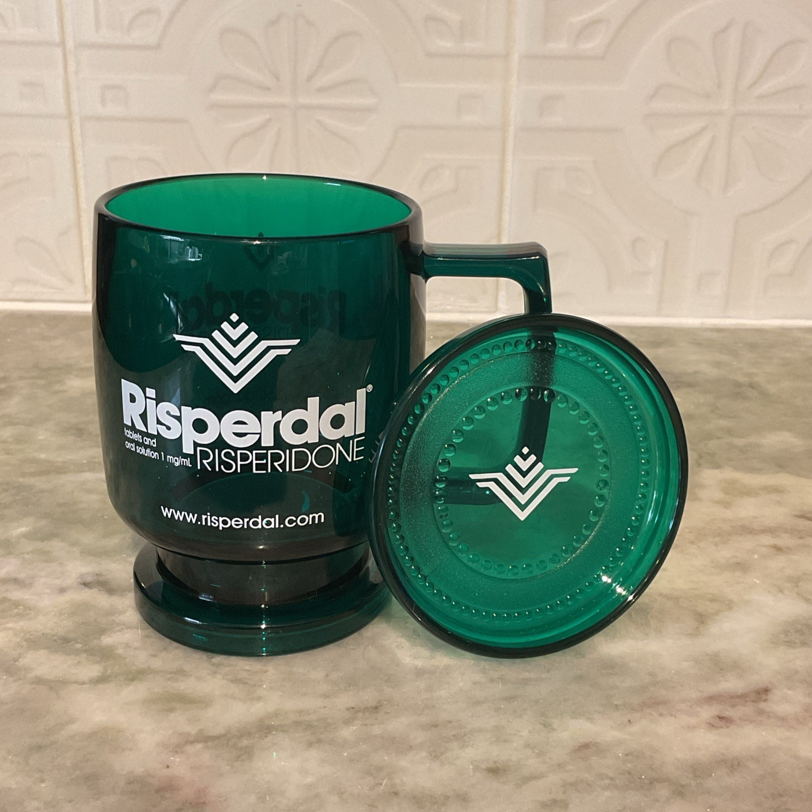 Risperdal Drug Rep Hard Plastic Coffee Mug Cup With Original Lid