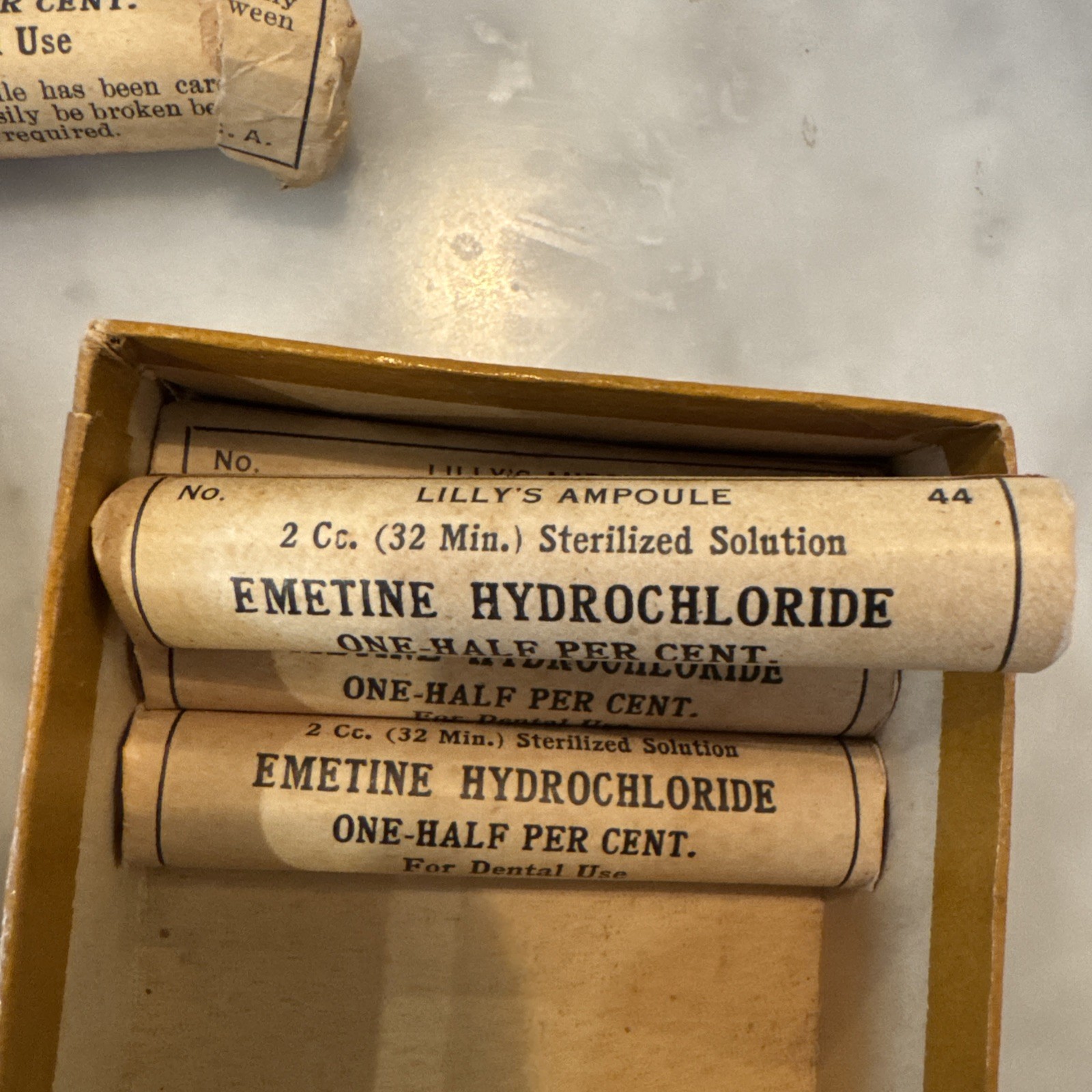 Antique Eli Lilly & Co USA Emetine Hydrochloride for Dental Use-Rare-Not For Use