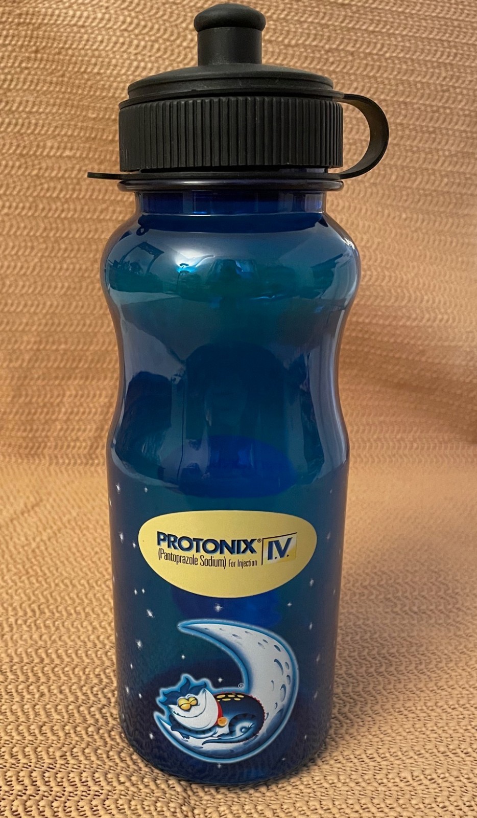Pharma Drug Rep Protonix Blue/Clear Plastic Water Bottle, New