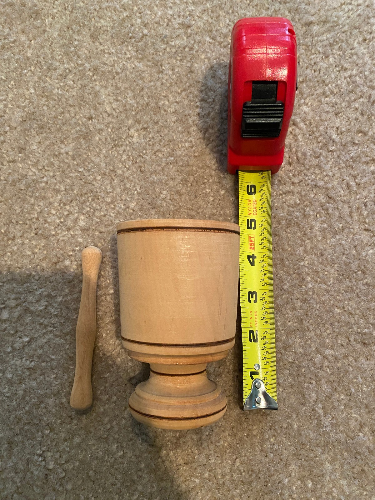 Vintage Wooden Mortar and Pestle 4.5″