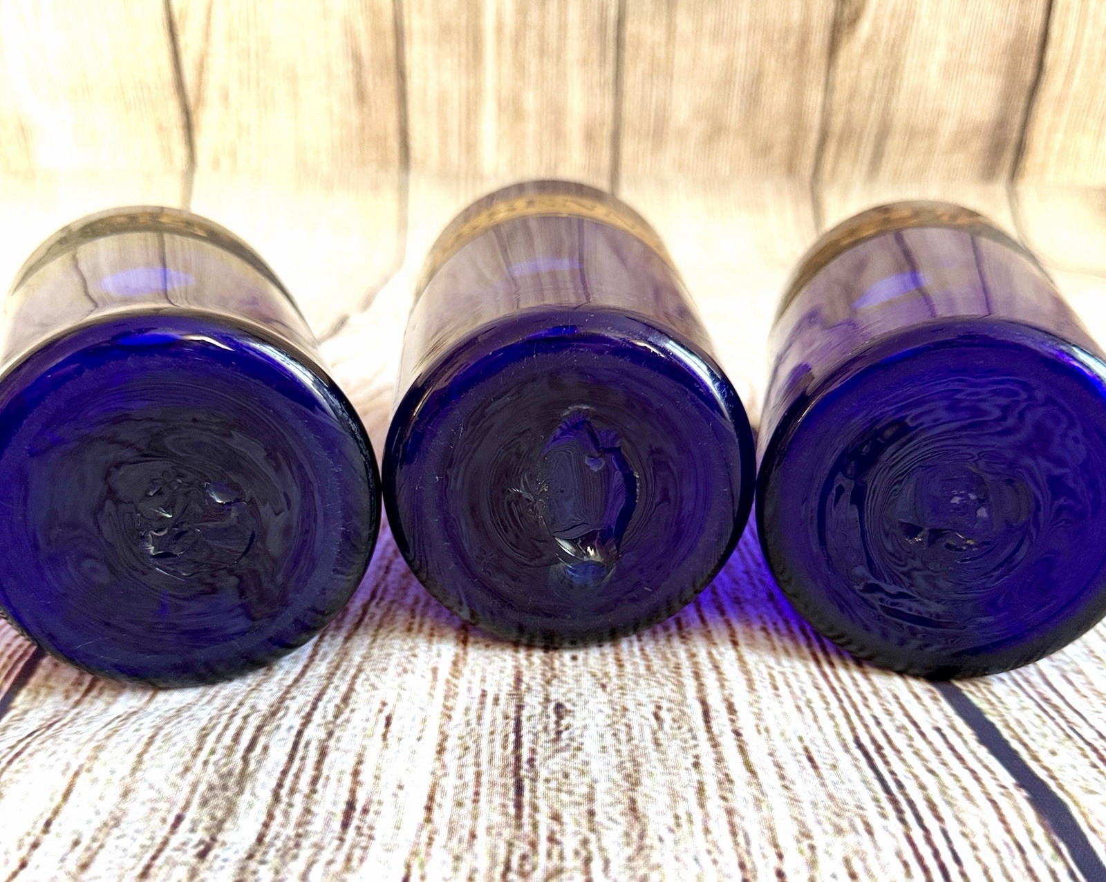 3 x ANTIQUE 1850’s APOTHECARY COBALT BLUE JARS CHEMIST PHARMACY BOTTLES 22cms