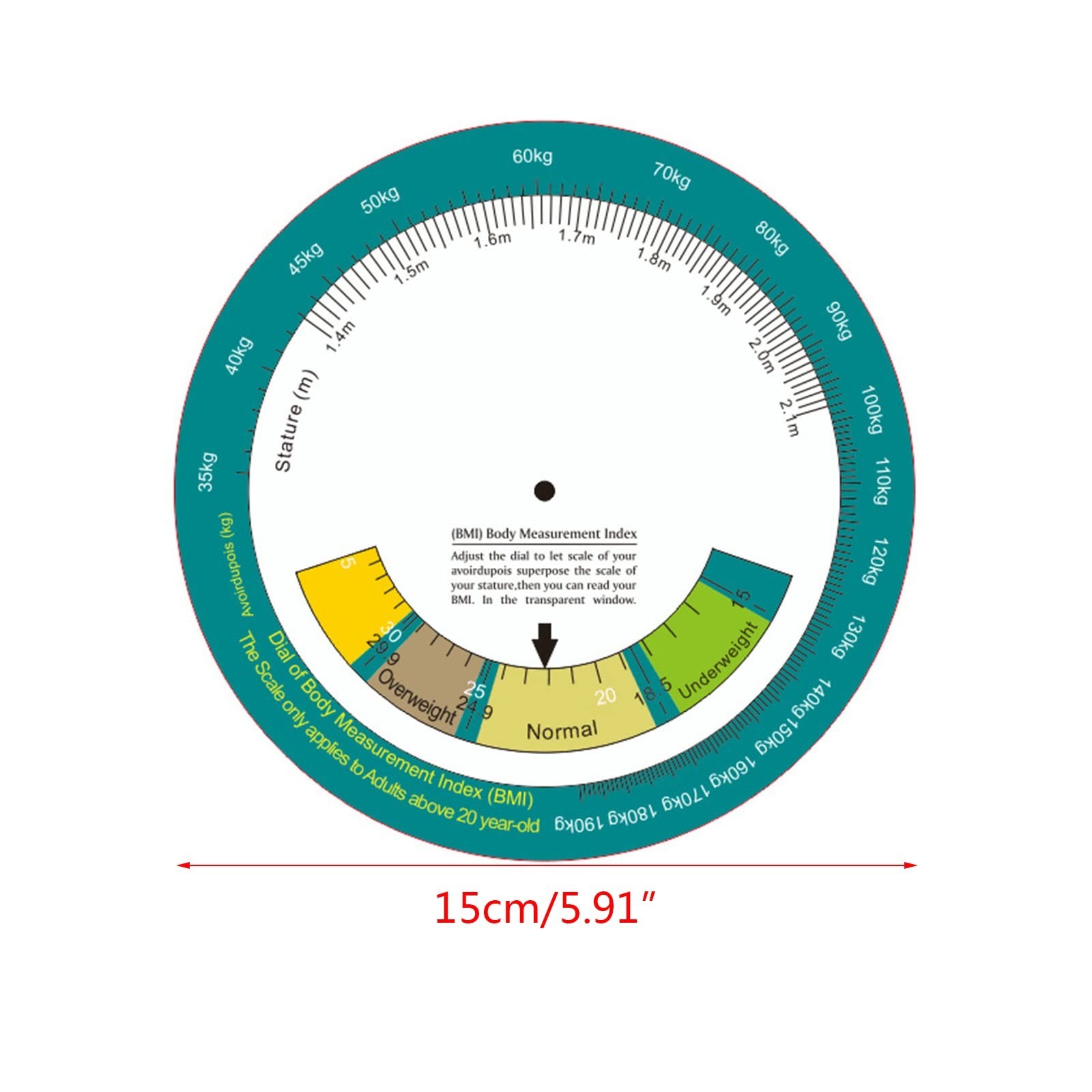 Bmi Upgraded BMI Body Mass Index Wheel Calculator Single Sided Easy Operation…