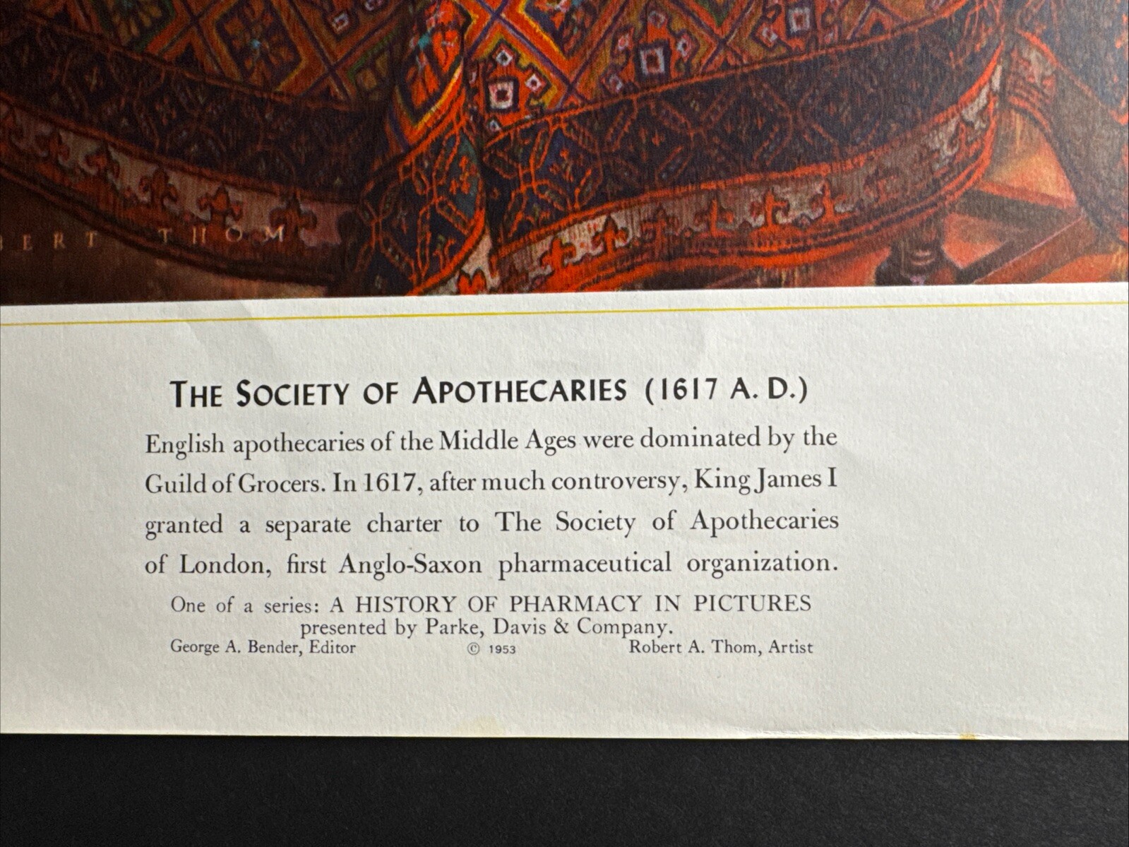 A HISTORY OF PHARMACY IN PICTURES 1954 PRINT#16 Great Gift For Doctor 22″×18″