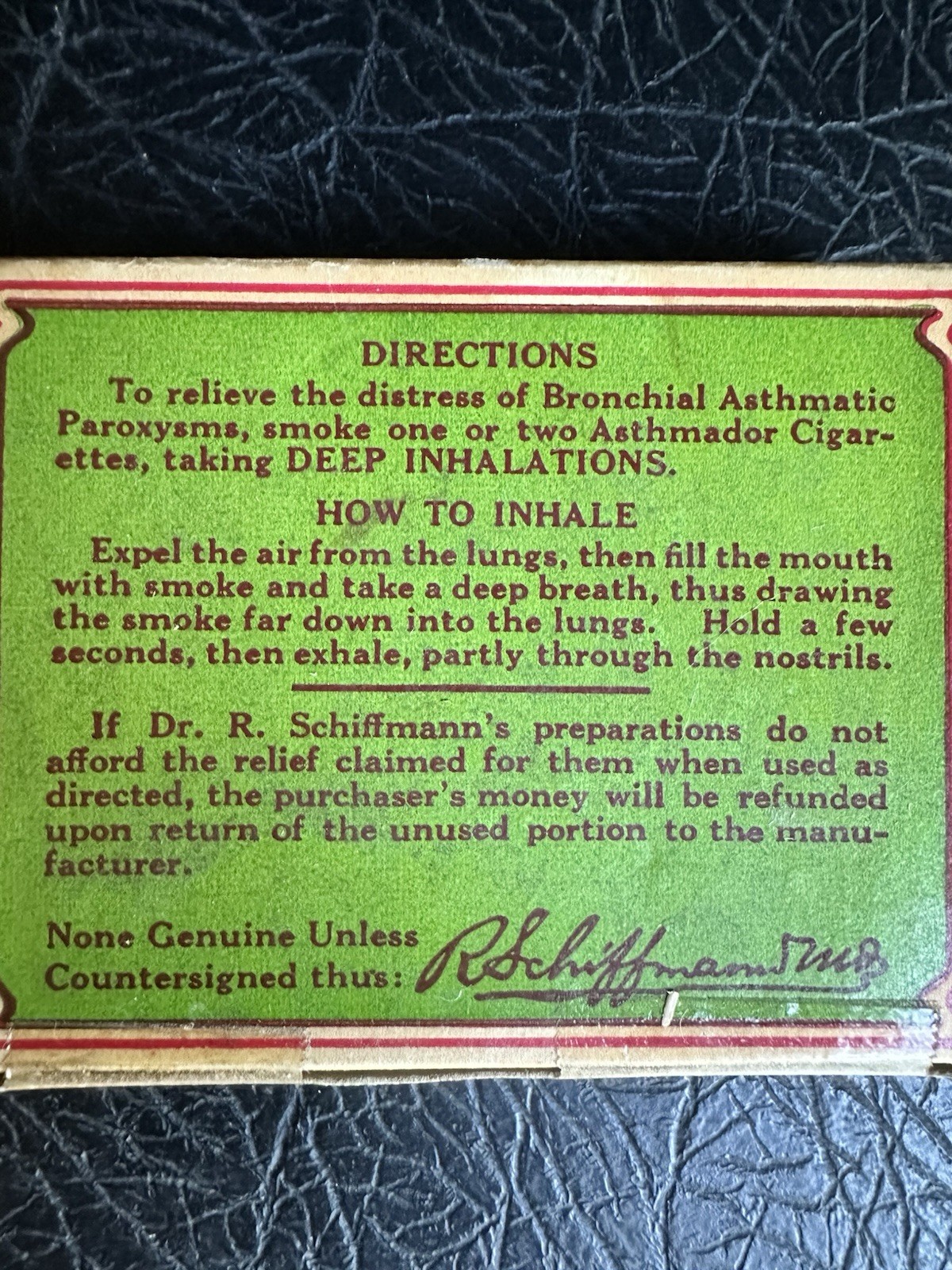 Dr. R. Schiffmann’s Asthmador Medicinal Cigarettes Box Vintage 1930s/1940s