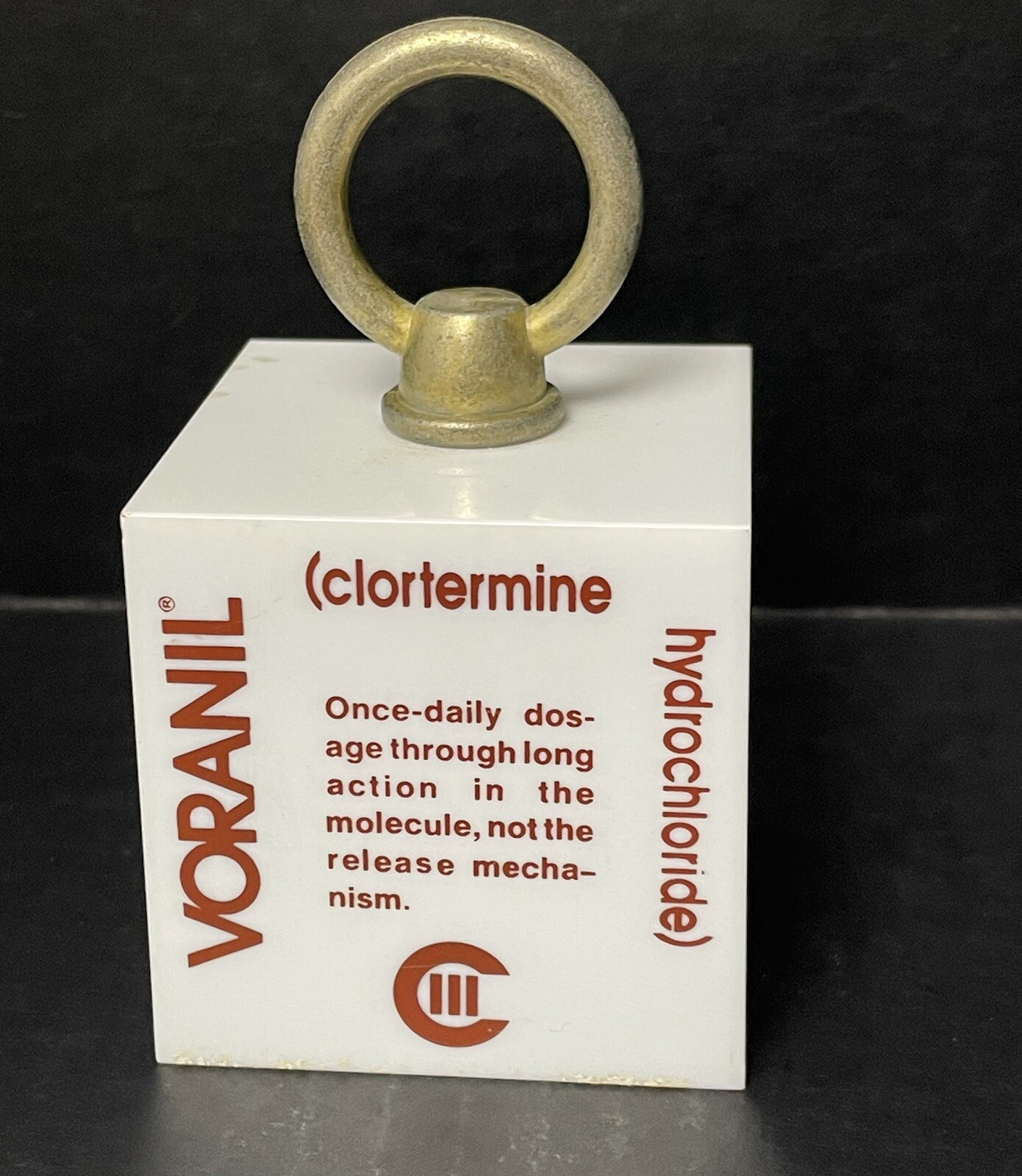 Vintage 1974 Voranil Clortermine Pharmaceutical Rep Marketing 2 lb Paperweight