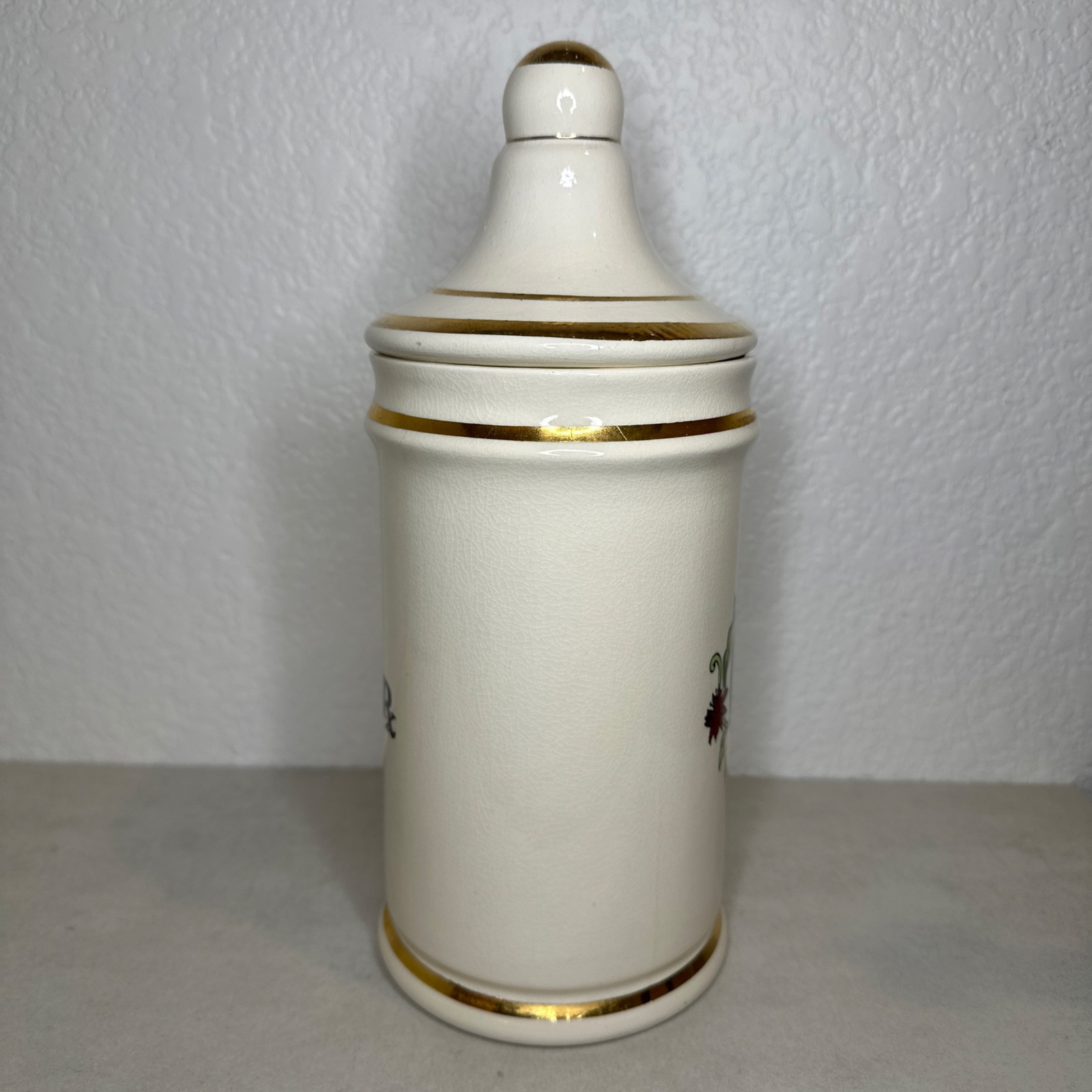 Vintage Jeanne Robinette Ceramics~Carbo Ligni Apothecary Jar, Rexall Drug Store