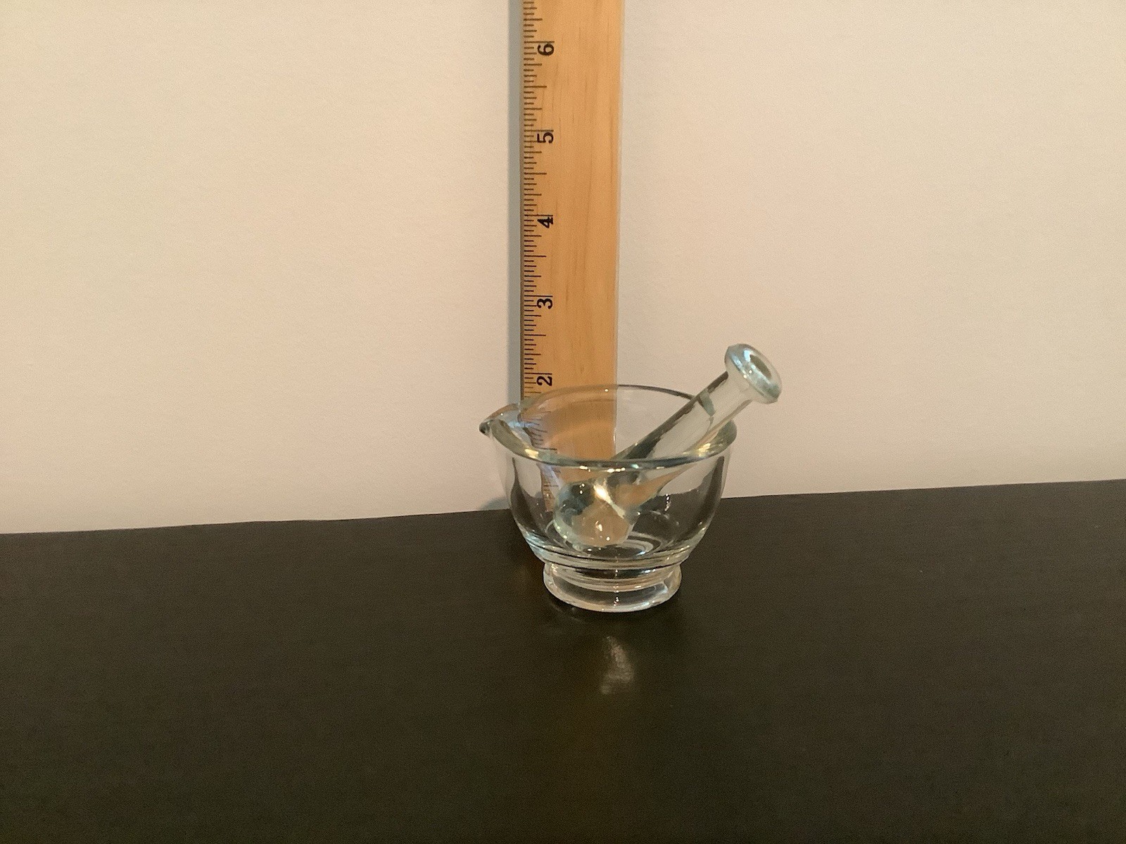 Mortar & Pestle Apothecary Laboratory Clear Glass Made In USA Vintage Pharmacist