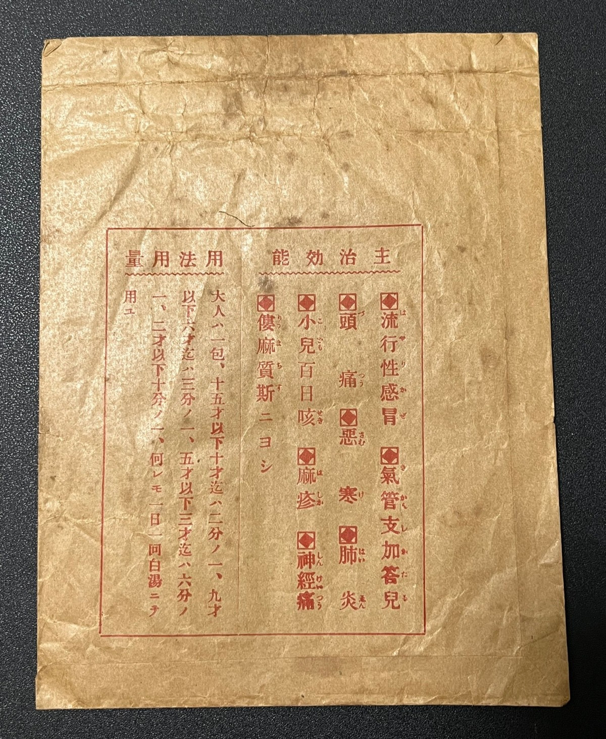 Vintage Medicine Pharmacy Envelope1940s-1960s, Japanese, 17925