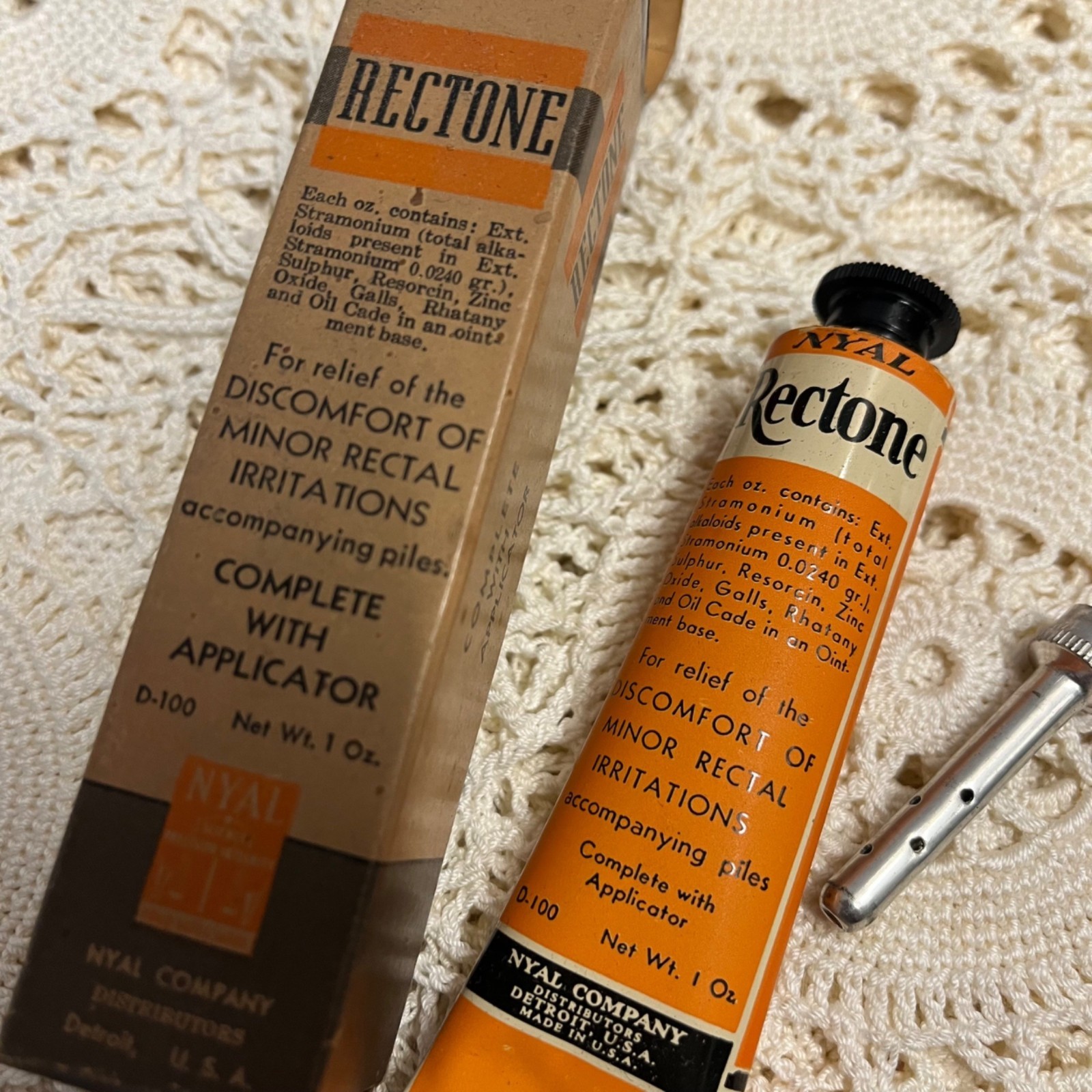 Vintage Nyal Rectone w/ Applicator Medicine Pharmacy NOS Box Detroit MI