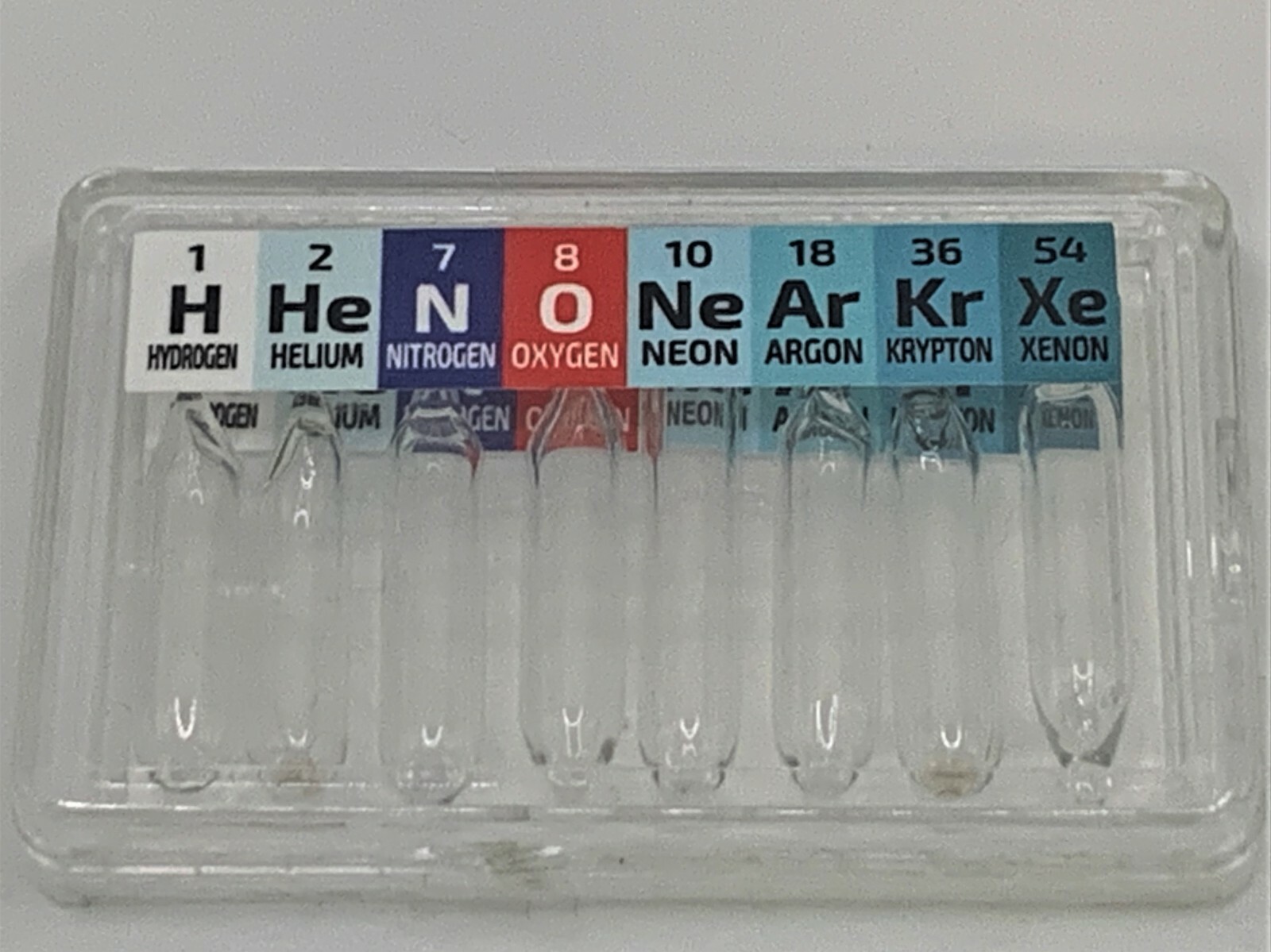 New Micro Low Pressure 8 Gas Ampoules Element Set Helium Xenon Krypton Neon H O
