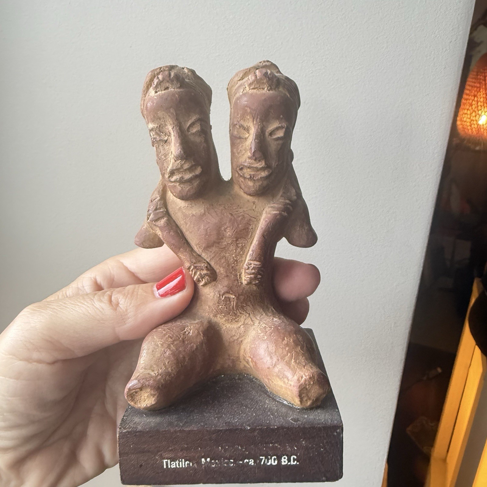 ETRAFON DUAL EMOTIONAL DISTRESS TERRACOTA FIGURE IN GOOD CONDITION