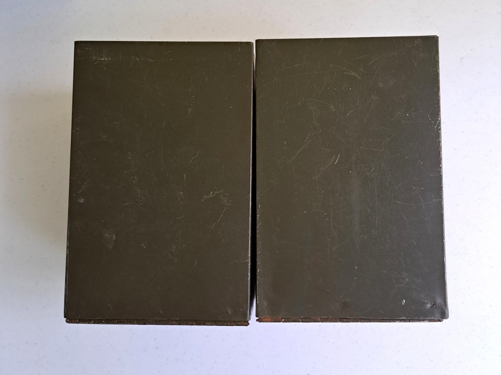 Five Antique Phillips Metal Prescription File Boxes