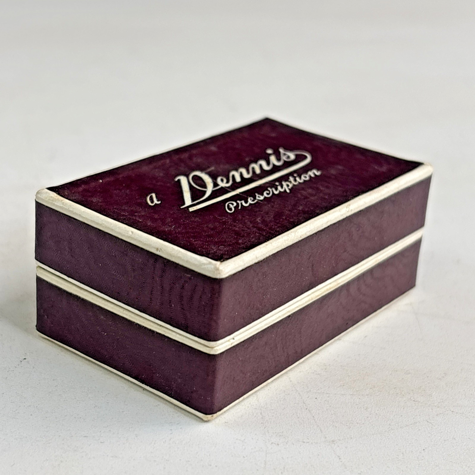 Vintage Dennis Drug Store Pharmacy Prescription Pill Box Cardboard Hinged Lid