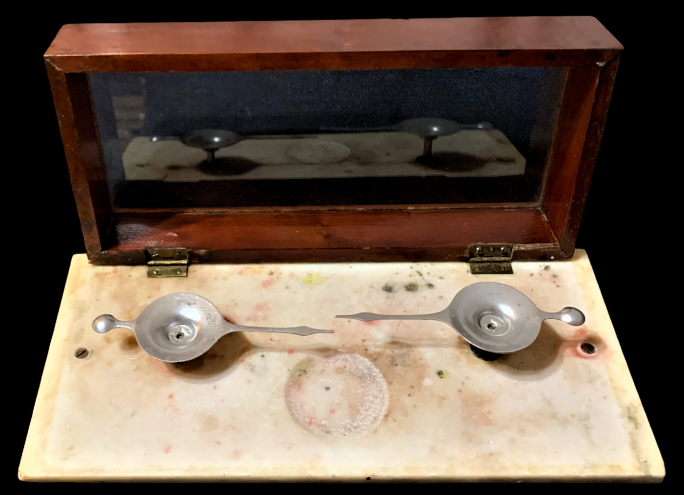 Antique Marble & Wood Apothecary Pharmacist Balance Scale Lab Country Store