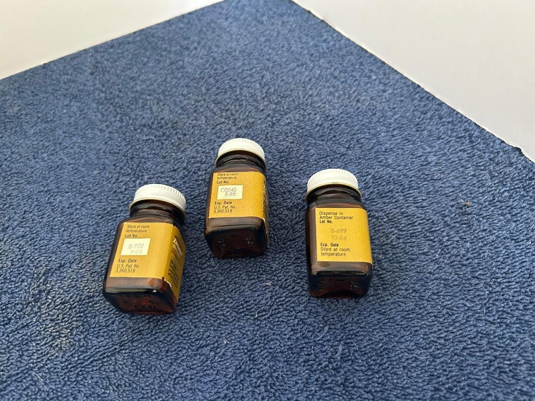 Vintage Pharmacy 3 Manufacturer glass brown bottles Zaroxolyn 2.5, 5 and 10mg