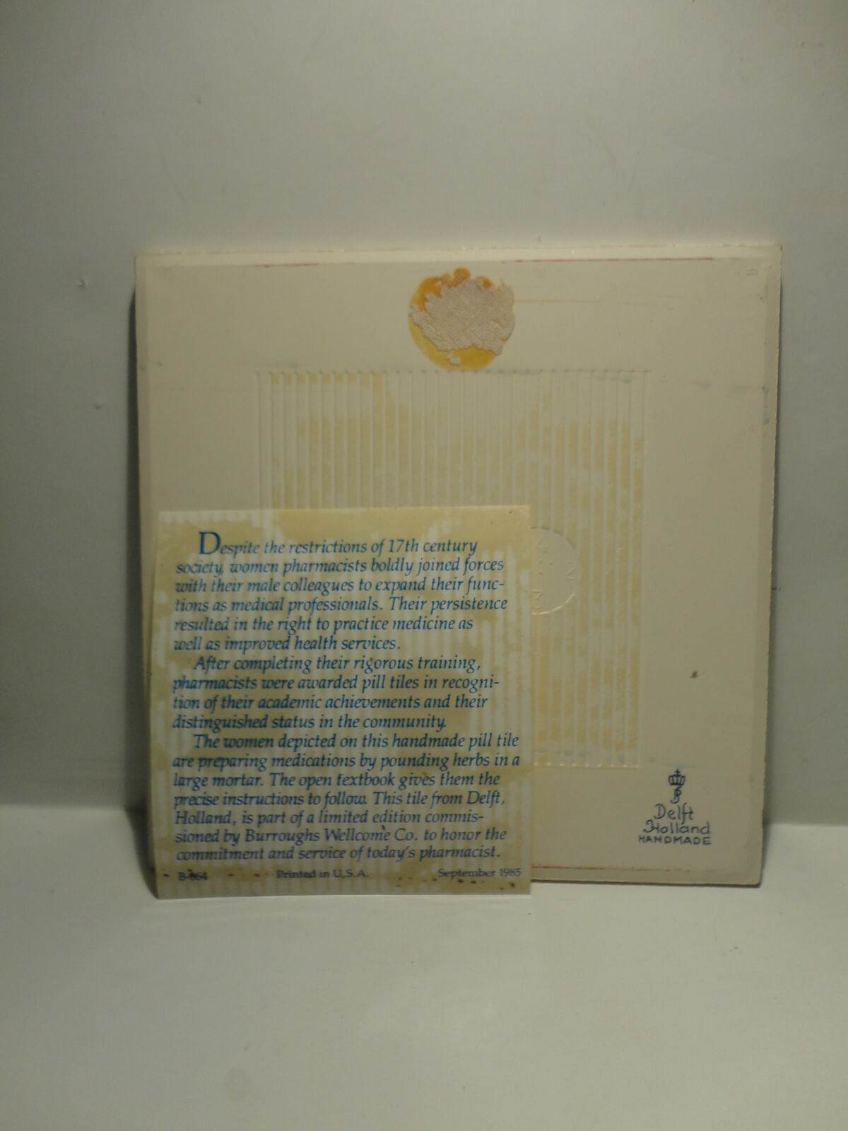 BURROUGHS Pharmaceutical English Pill Tile Pharmacy Apothecary Set Delft 4 of 12