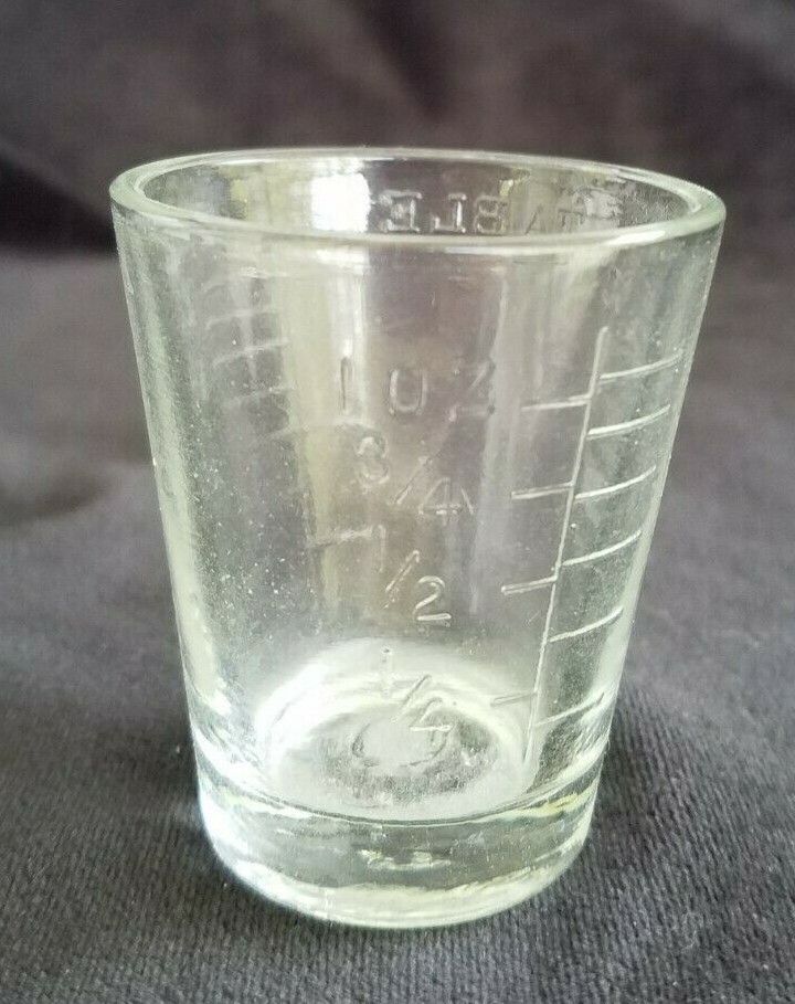 Old Glass Medicine Measure Calibrated Measures Tablespoons Teaspoons Ounces CC
