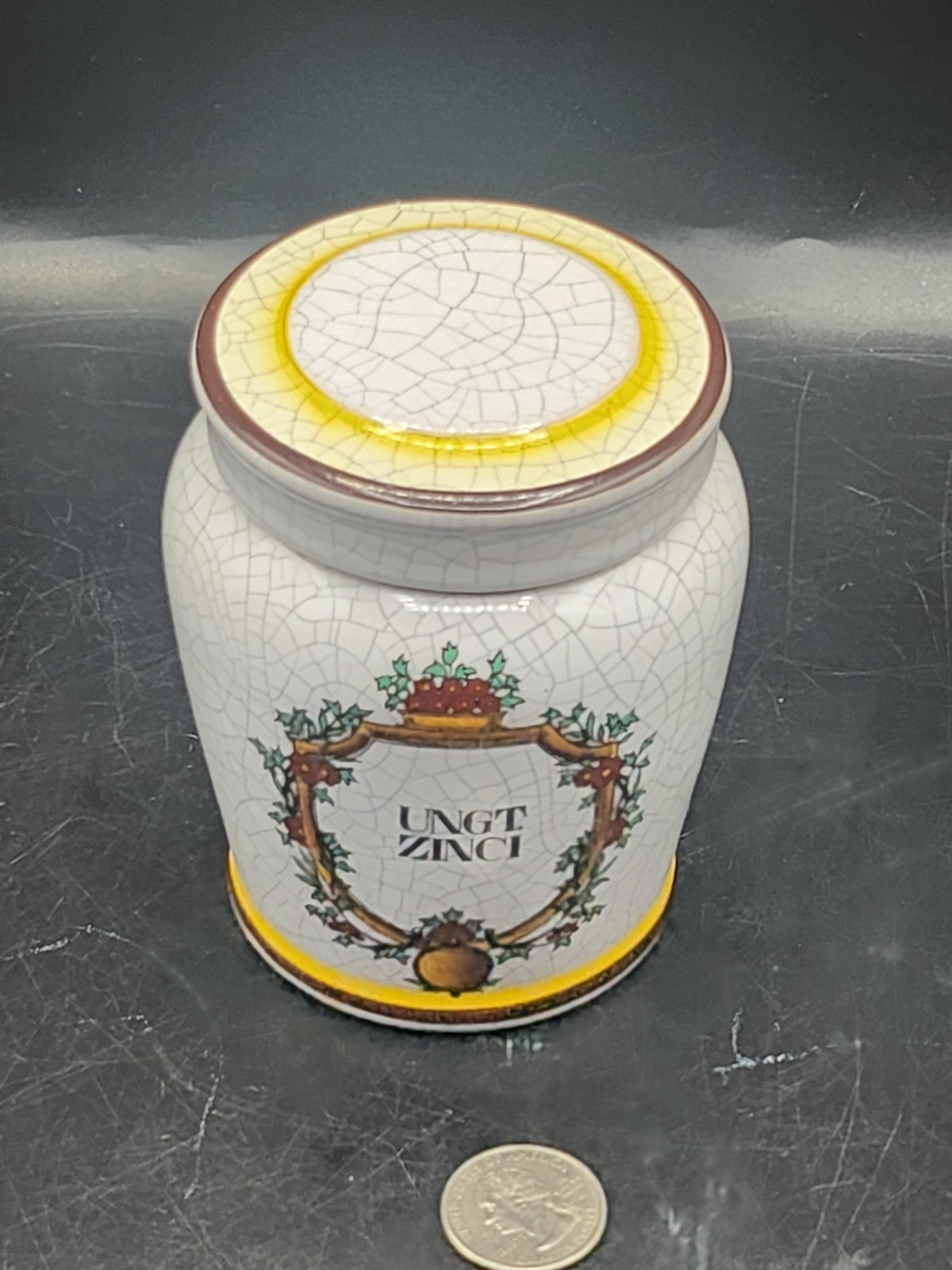Vintage Apothecary Jar Herr Keramik “Unct Zinci”. Germany *READ *