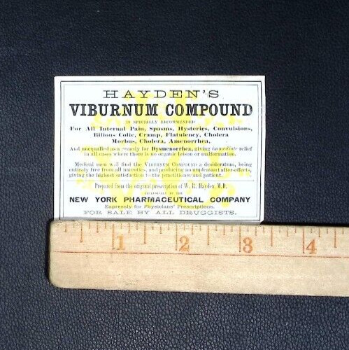 Antique Hayden’s Viburnum Compound Label – New York Pharmaceutical Co