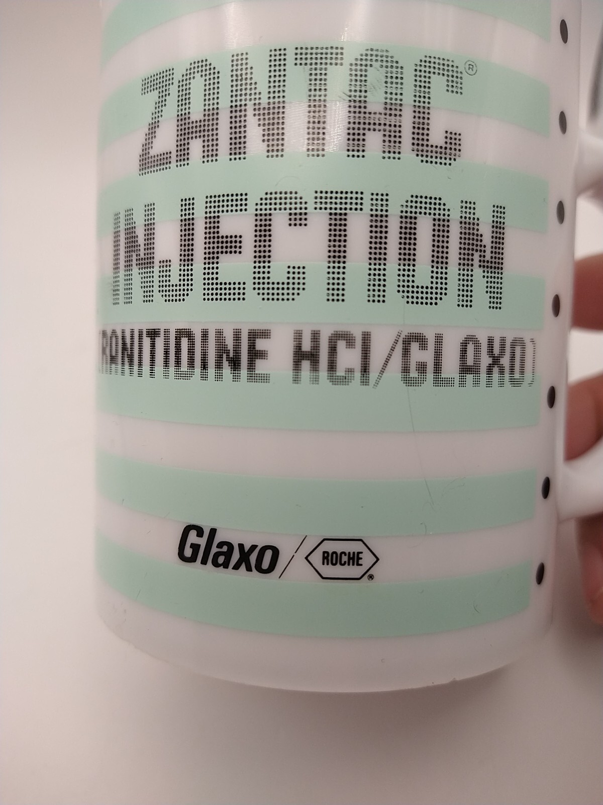 Zantac Injection Glaxo Pharmaceutical Drug Rep Plastic Coffee Mug Dot Matrix